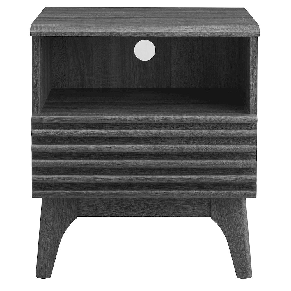 Modway Render Modern Particleboard Wood Nightstand - Charcoal Finish - Image 3