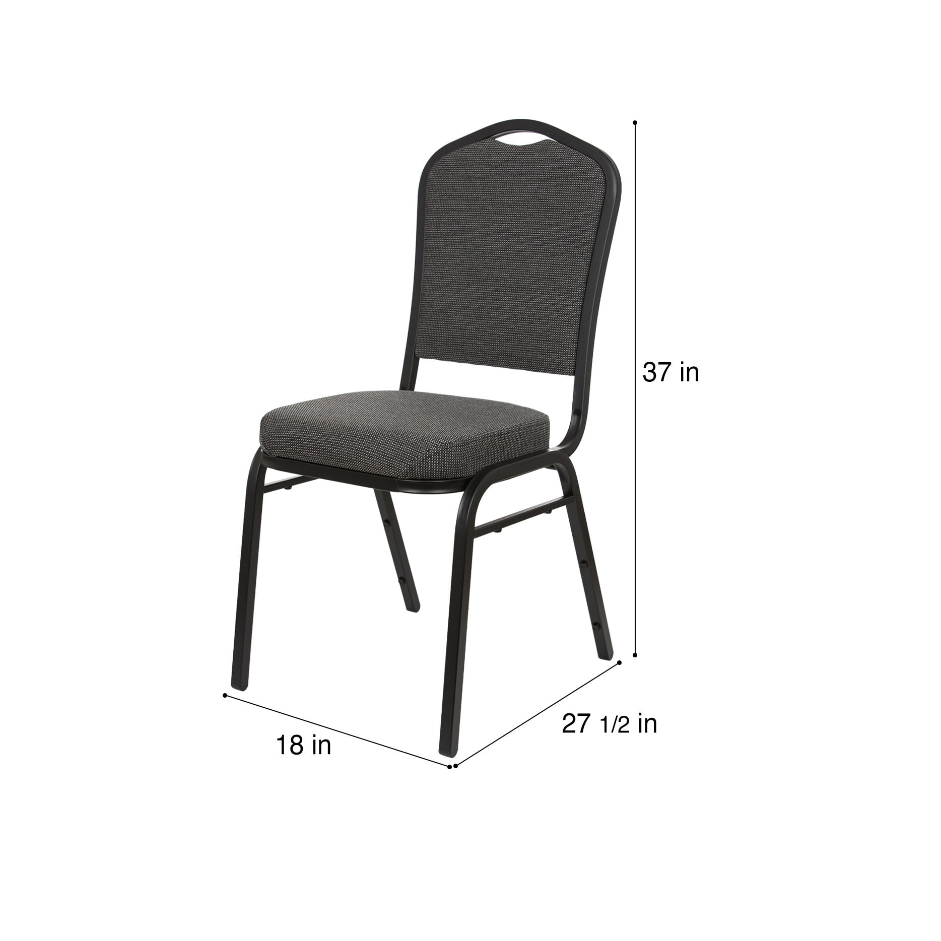 Hampden Furnishings Lila Collection Fabric Banquet Chair, Greystone, Pack of 2 - Image 3