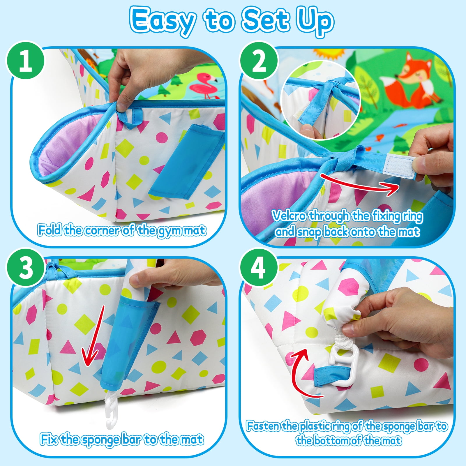 Dr.Rapeti Baby Play Gym Mat with Ball Pit 47x40 inches Colorful Animal Planet Style Activity Gym Center Tummy Time Mat for Newborn Infant Baby Toddler - Image 7