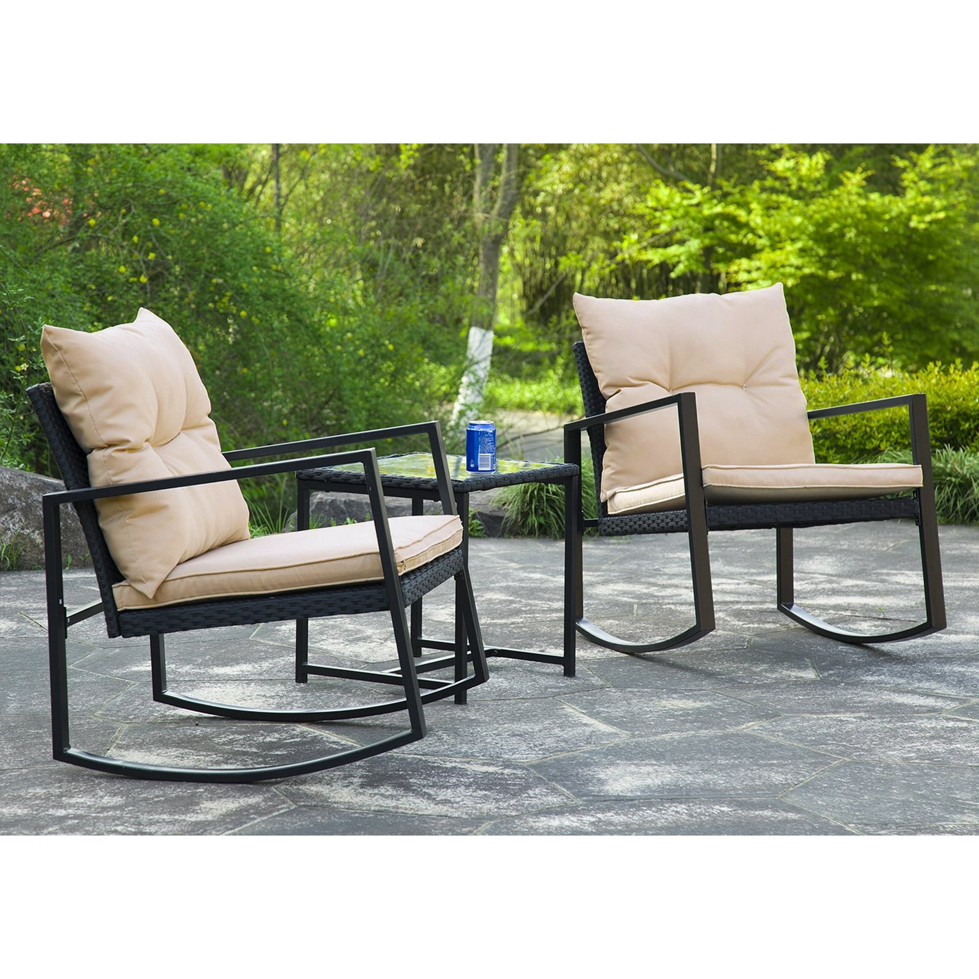 PayLessHere Outdoor Patio Furniture Sets 4 Pieces with Coffee Table,Black - Image 7