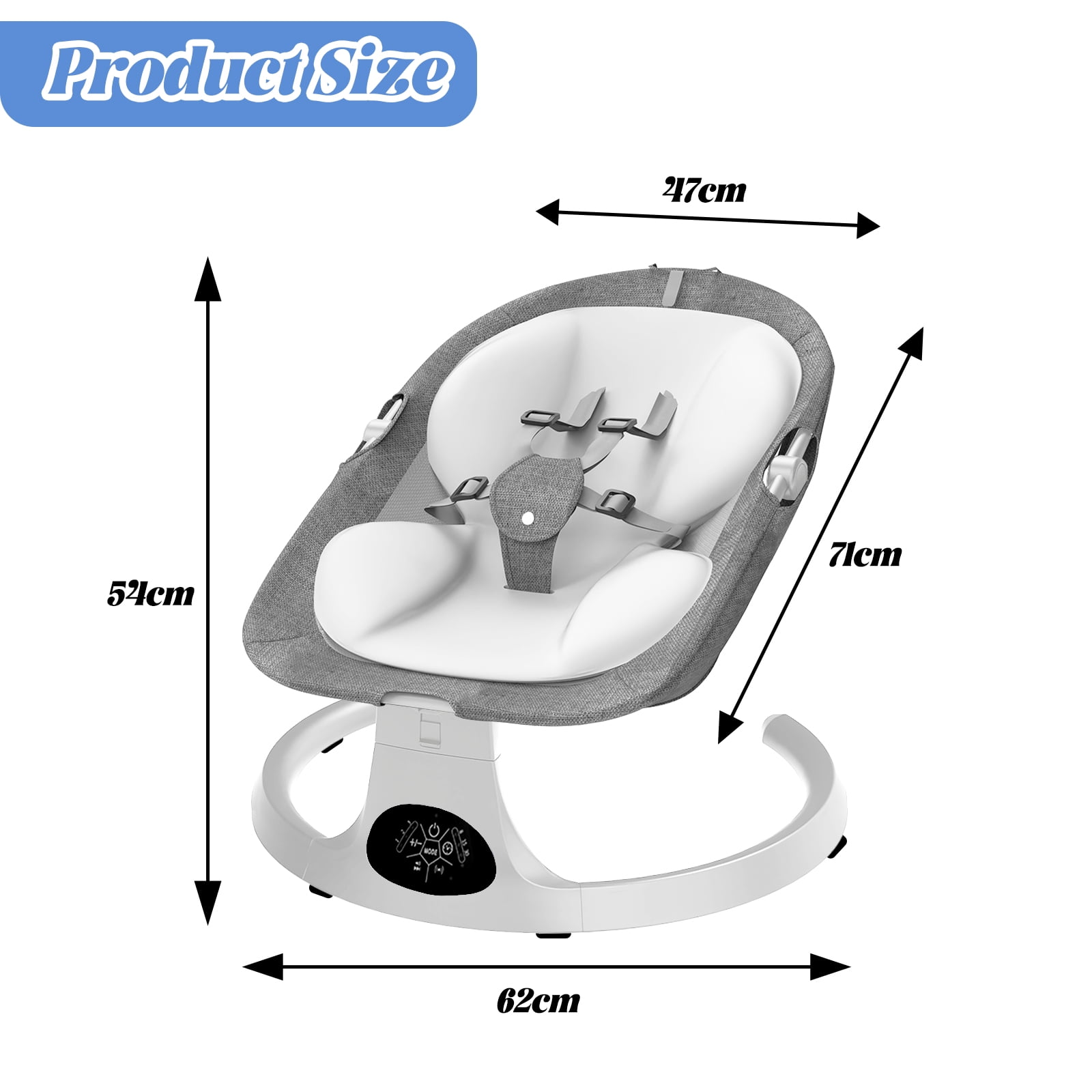 G TALECO GEAR Baby Swing for Infants, Portable Bouncer&Rocker with 5 Speeds, Bluetooth Control, Gray - Image 2