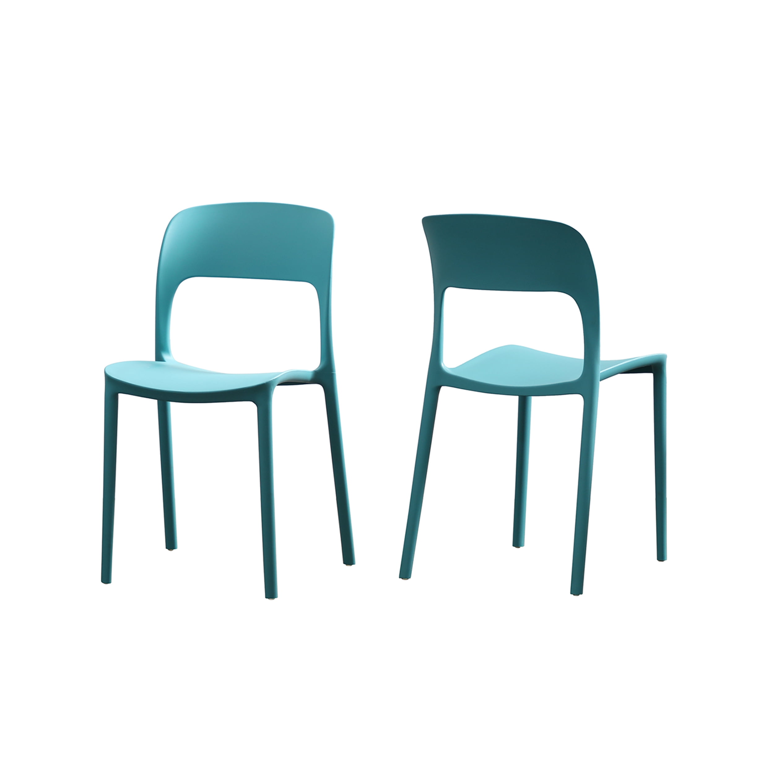 Tatiana Outdoor Plastic Chairs, Set of 2, Teal - Image 5
