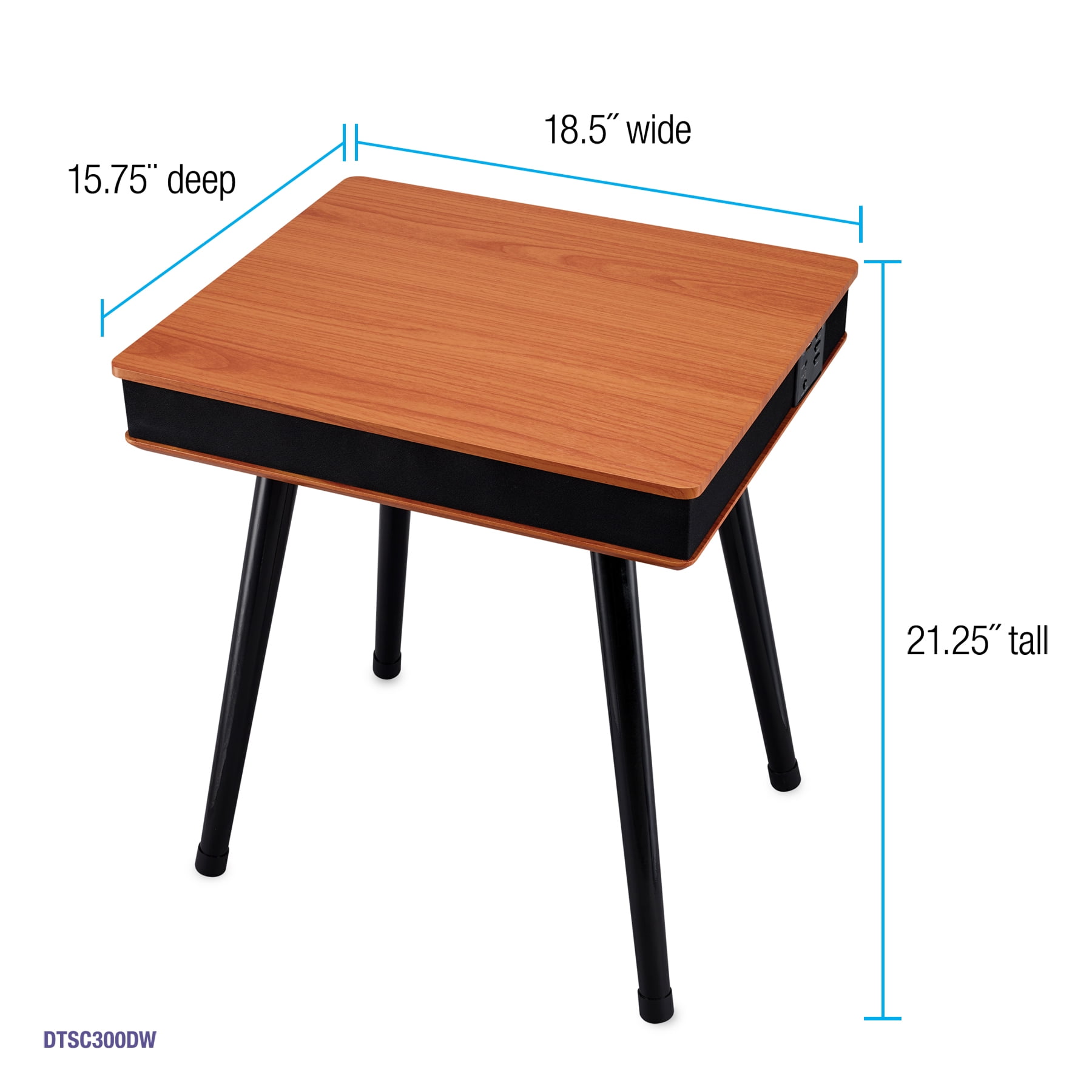 DPI DecorTech Rectangular End Table with Bluetooth Speaker and USB Charging Port, Walnut - Image 10