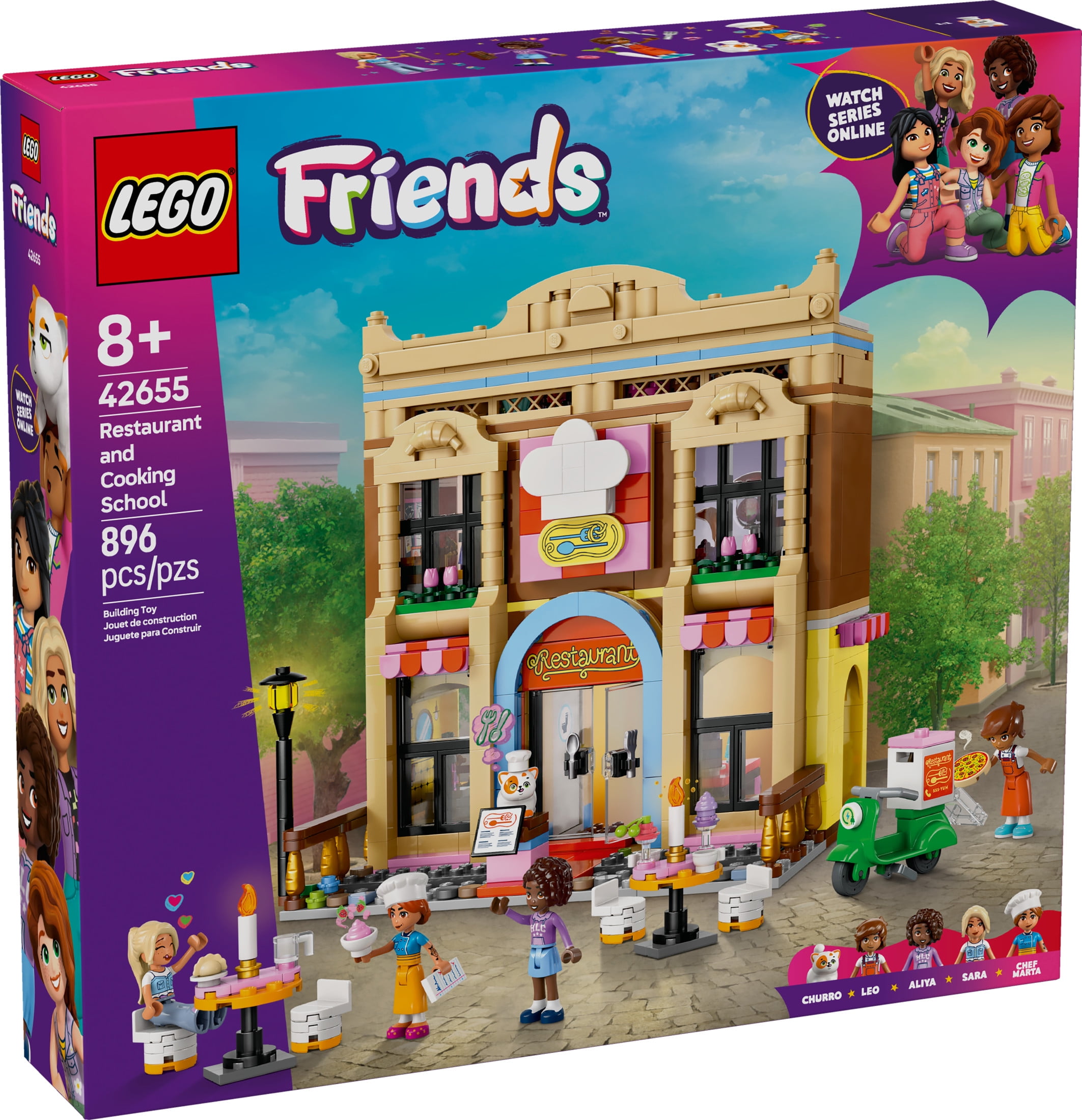LEGO Friends Restaurant and Cooking School Toy Building Set - Restaurant Pretend Play Set for Kids, Girls and Boys, Ages 8+ - with 4 Minidolls, Cat Figure, and Scooter - Birthday Gift Idea - 42655 - Image 3