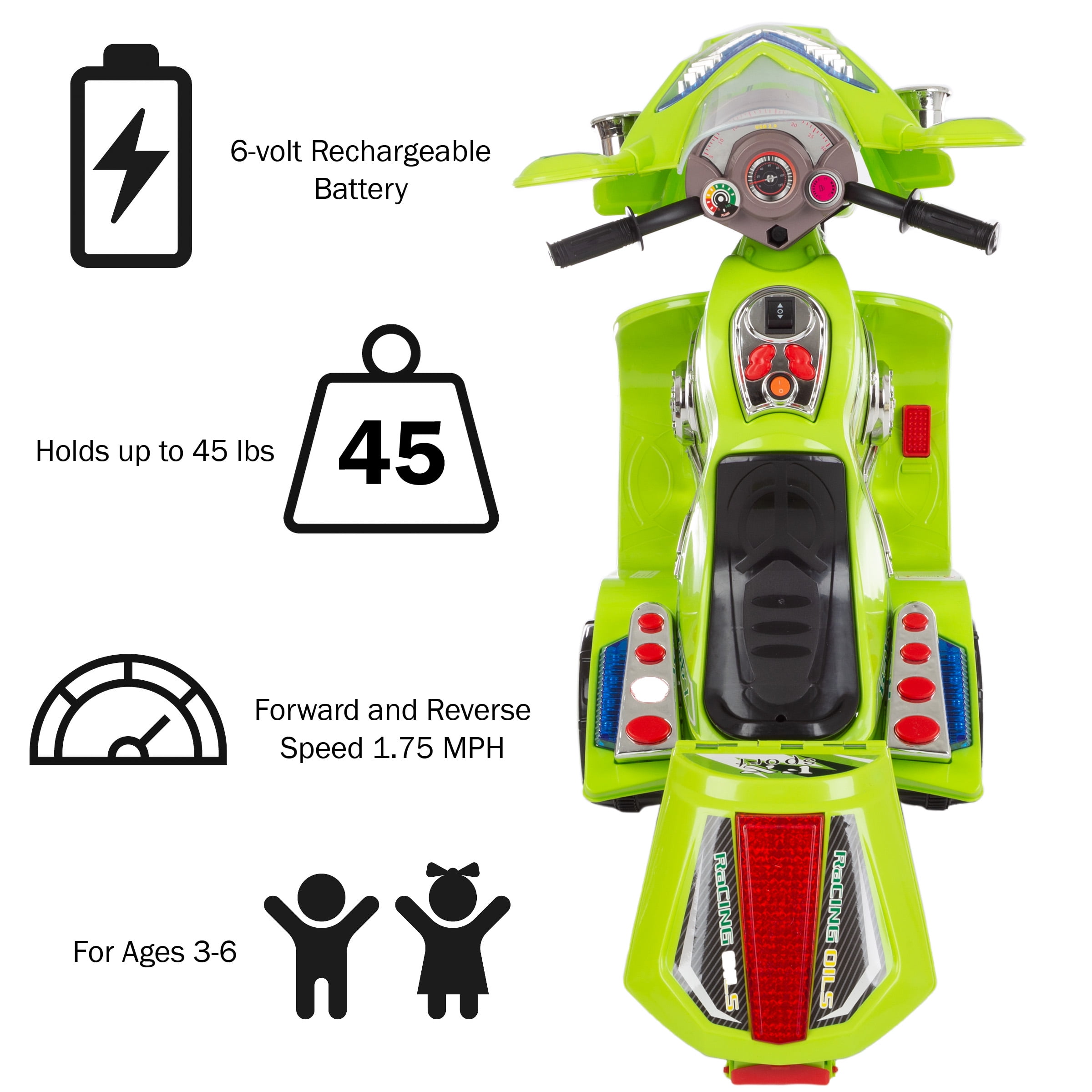Electric 3-Wheel Motorcycle Battery Powered for Kids by Lil' Rider - Image 8