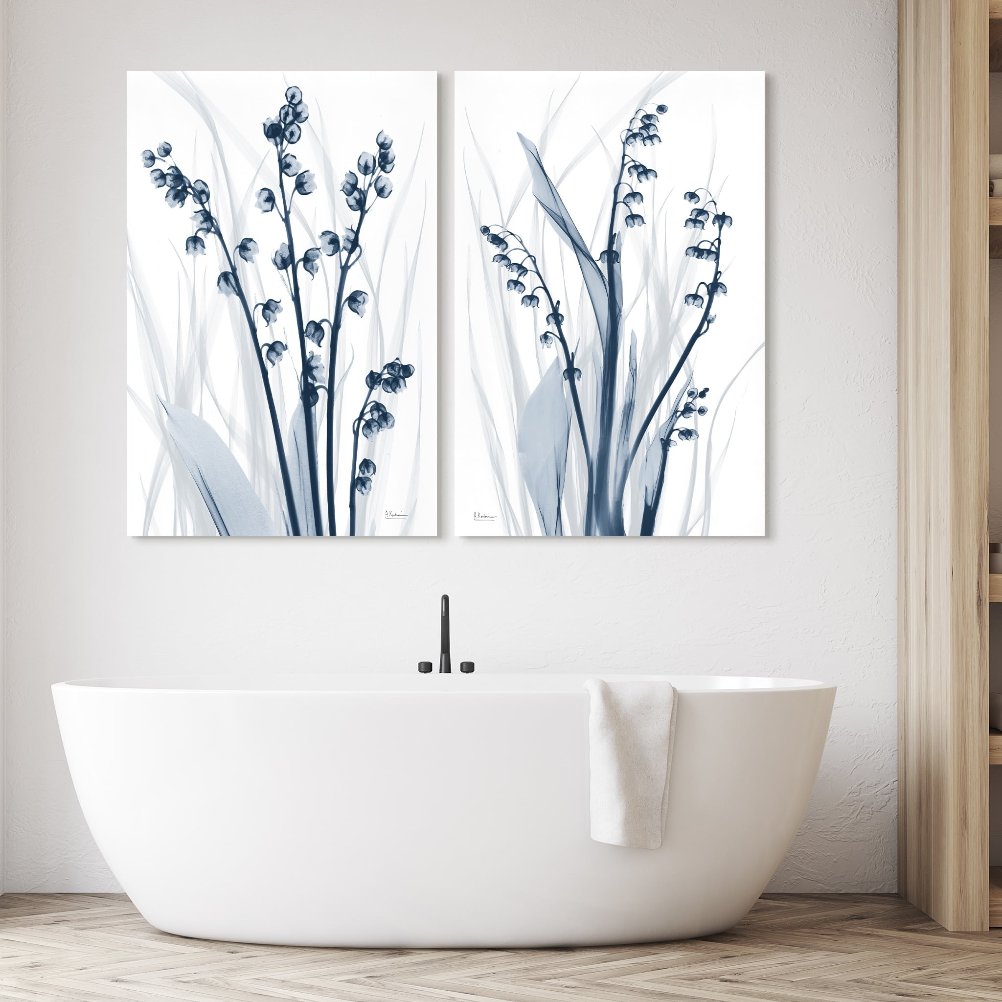 Empire Art Direct Radiant Blues Driptych Frameless Free Floating Tempered Glass Panel Graphic Wall Art, 48" x 32" x 0.2" each, Ready to Hang - Image 2