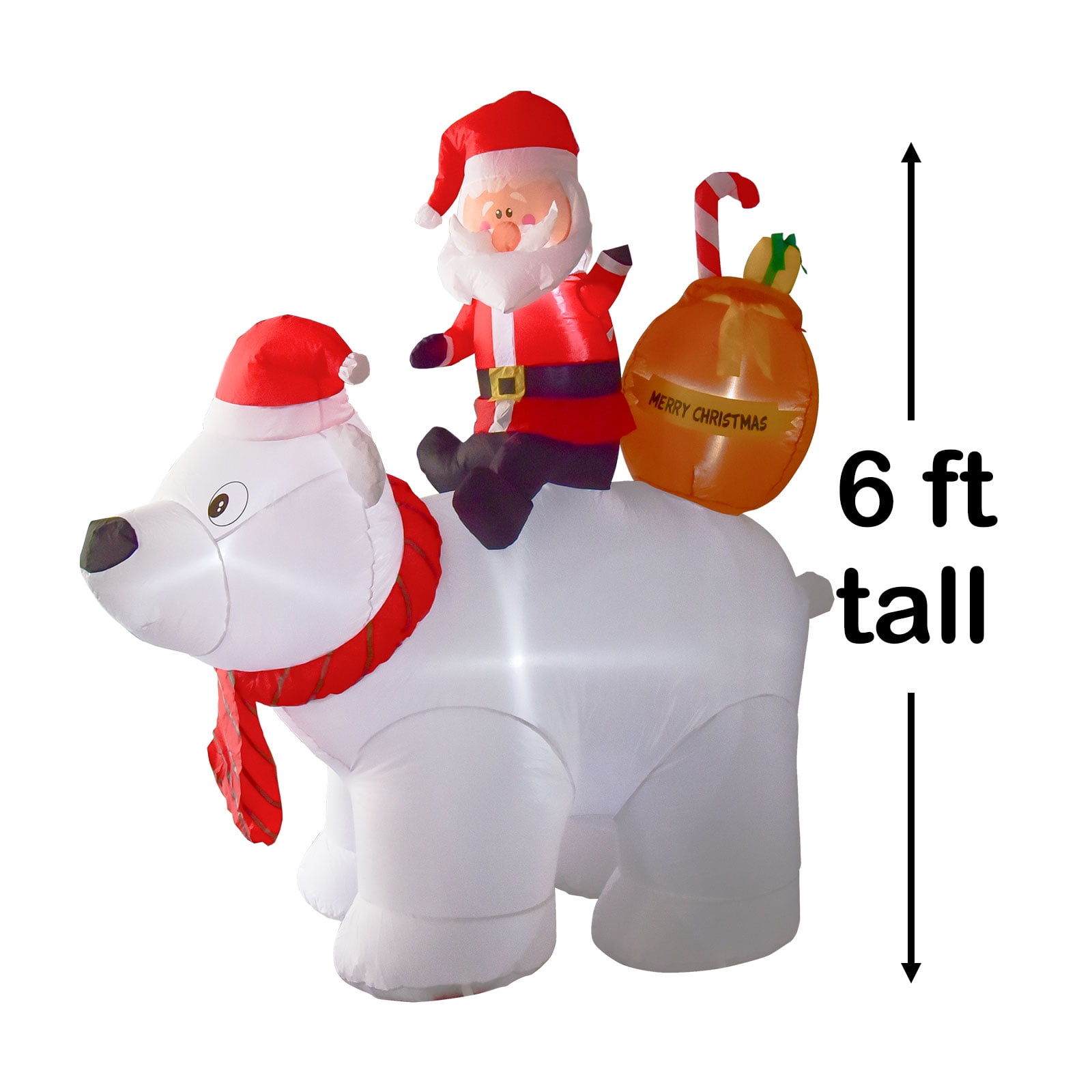 Outdoor Polar Bear Santa Bearing Gifts Blow Up Christmas Yard Inflatable, 6' - Image 4