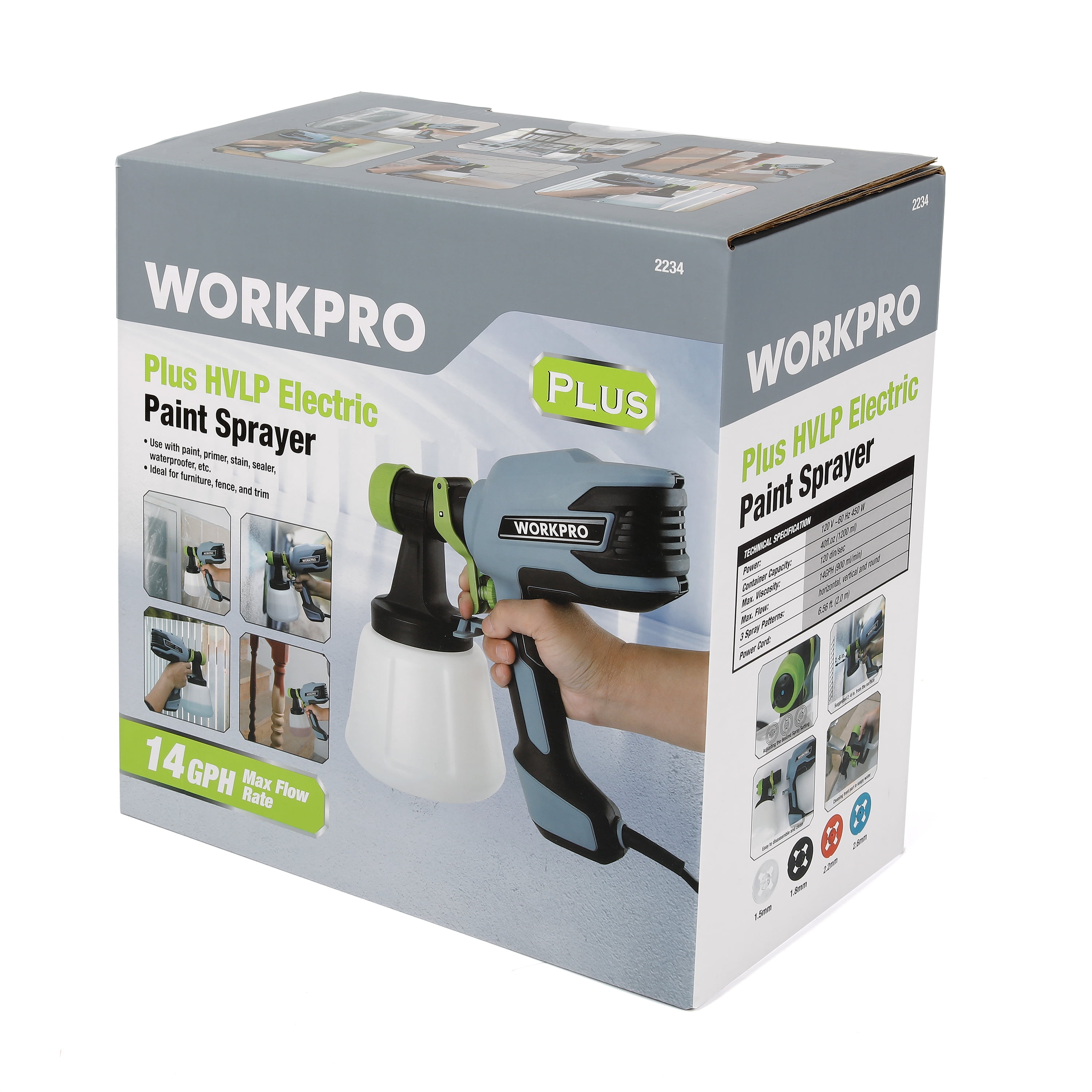 WORKPRO Plus 14GPH Electric Paint Sprayer, 120 Volt, Model 2234, New - Image 7