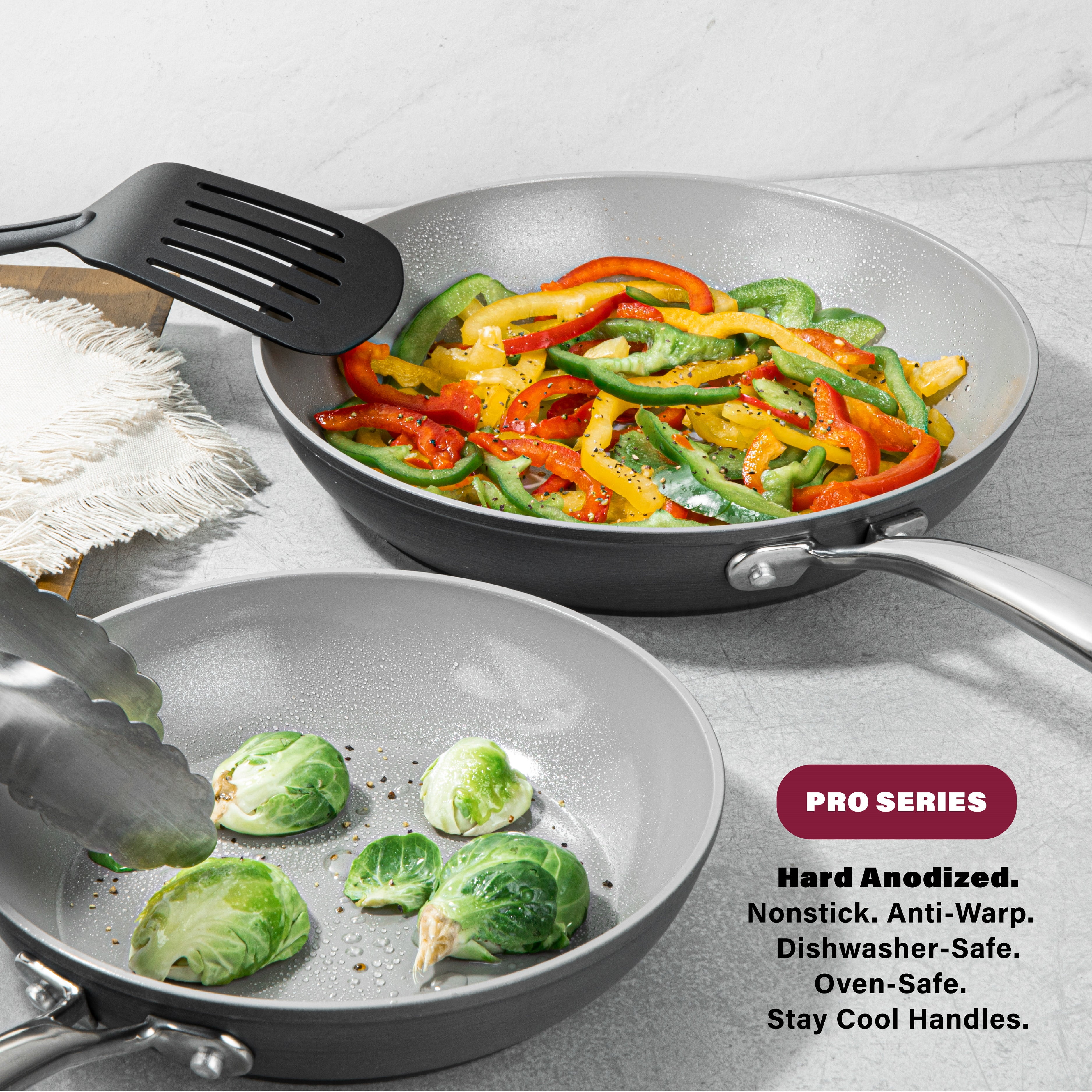 Granitestone Pro 13 Pc Set Pots and Pans Set Non Stick with Utensils, Hard Anodized Ceramic Cookware Set with Skillet, Diamond & Mineral Coating, Oven/Dishwasher Safe, Chalk - Image 3