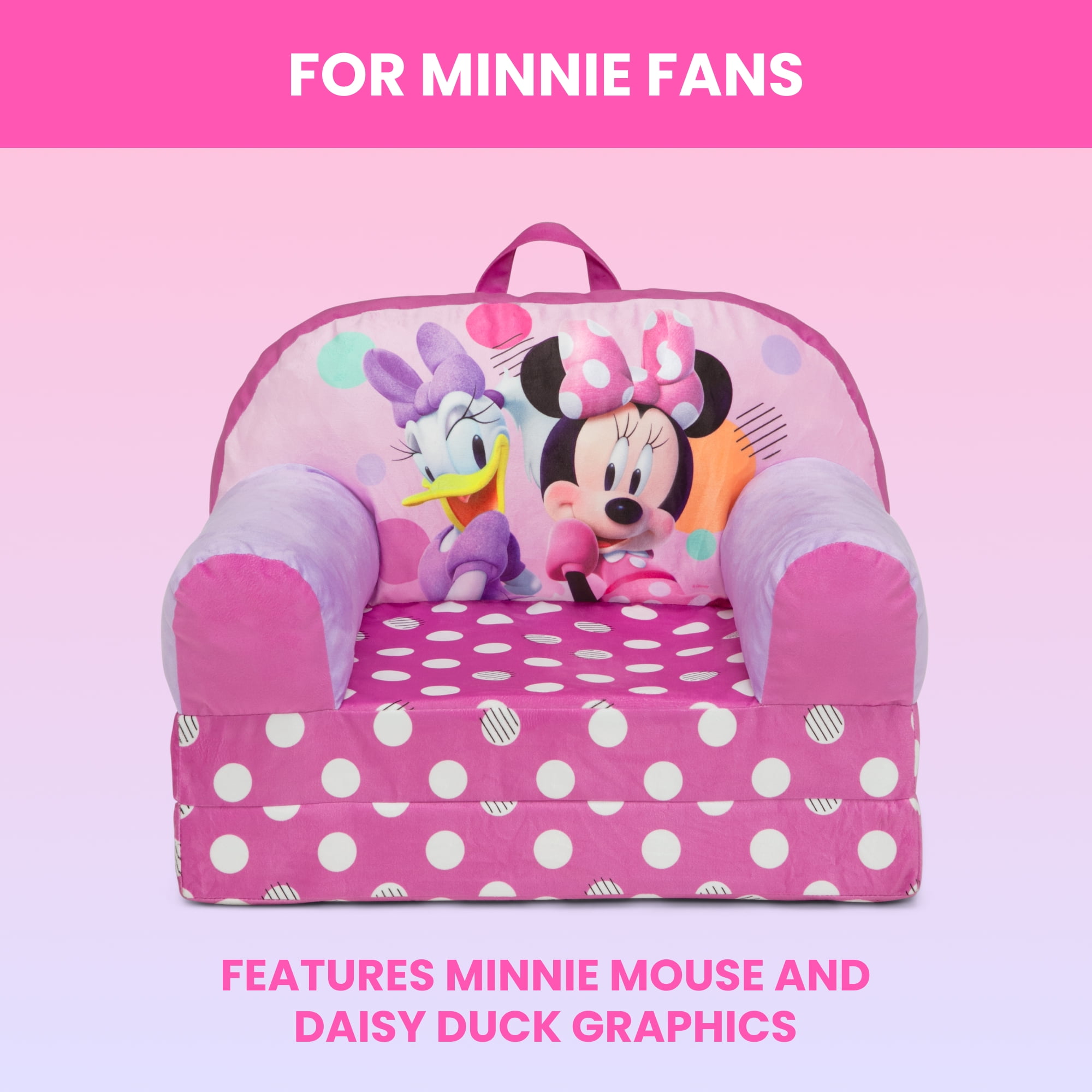 Disney Minnie Mouse Cozee Buddy Flip-Out Chair by Delta Children, Pink - Image 4