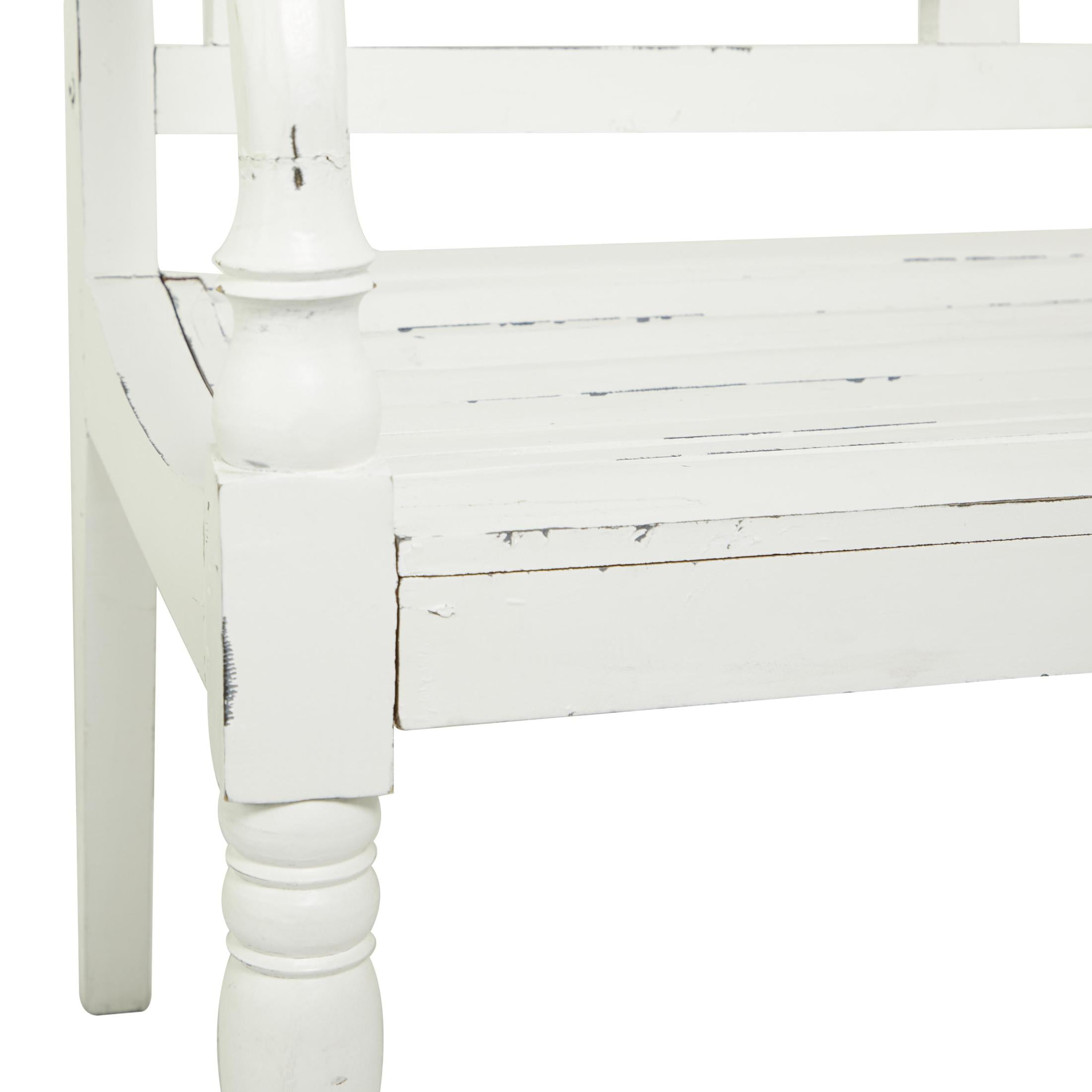 DecMode Wood Bench, White - Image 6