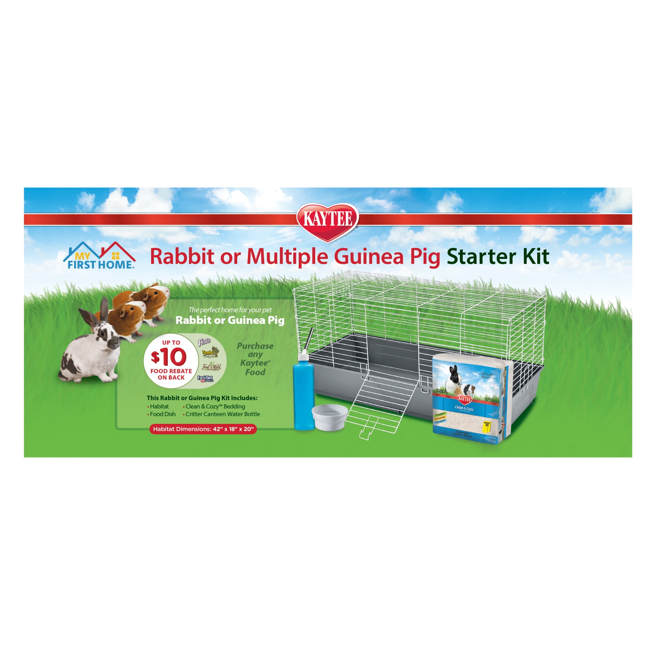 Kaytee My First Home Rabbit or Multiple Guinea Pig Starter Kit Habitat, 42” x 18” x 20” - Image 8