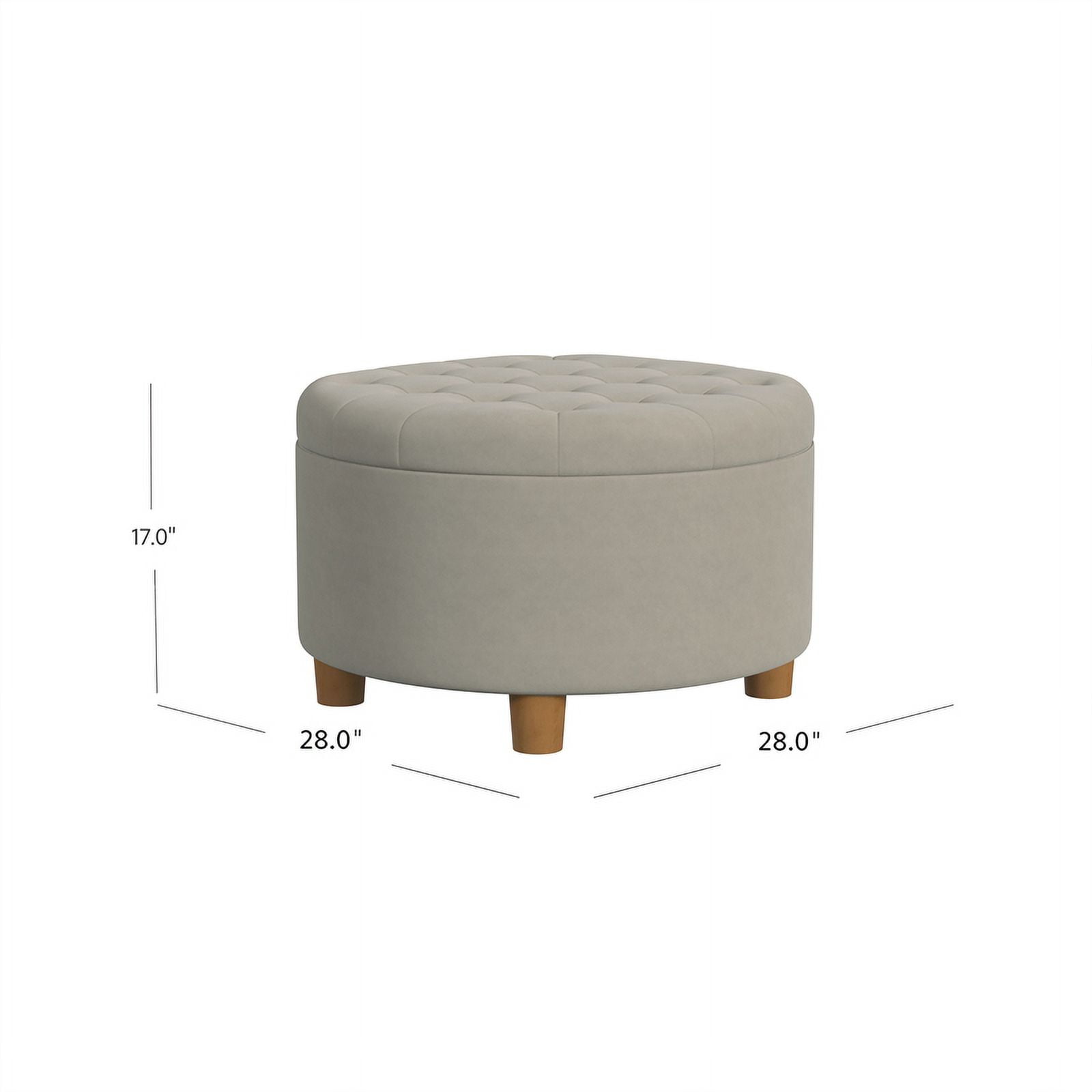 HomePop Large Round Button Tufted Storage Ottoman, Fawn Velvet - Image 5