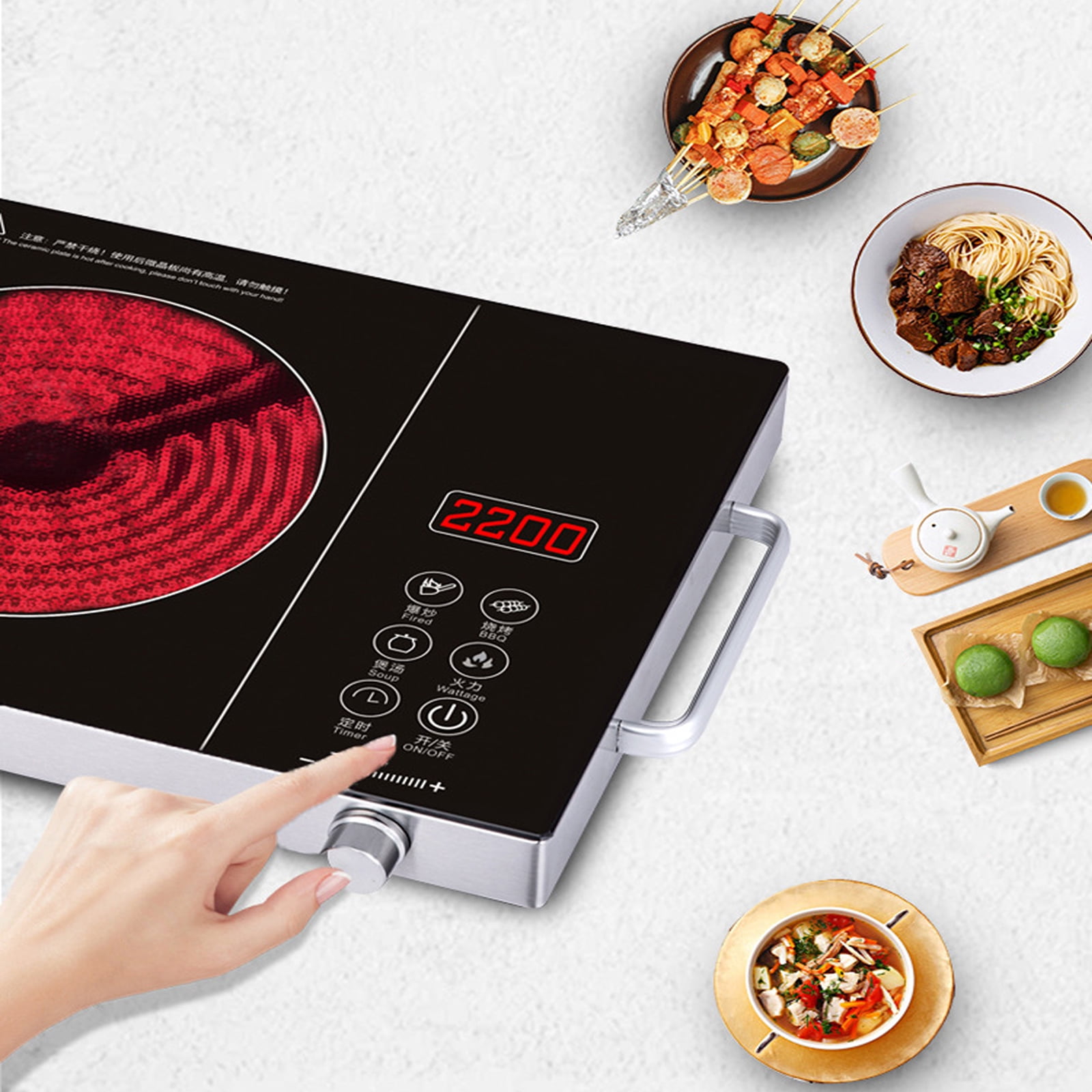 3500W Electric Ceramic Stove,Portable Cooktop,Infrared Induction Cooker Hot Plate,with All Cookware,Heat-Up In 5S with Timer,LED Screen,One-piece Panel for Easy Cleaning - Image 11