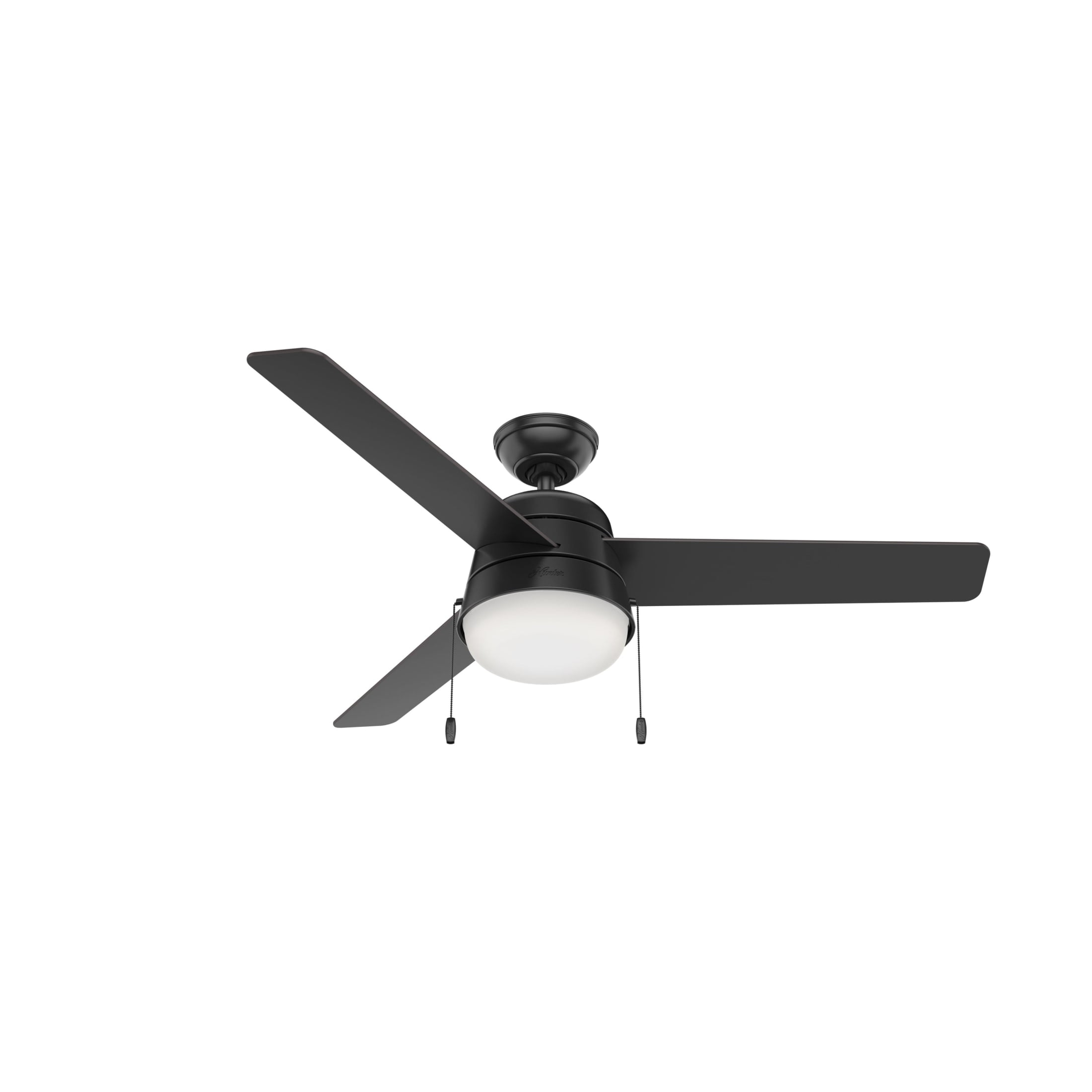 Hunter - Aker Indoor/Outdoor Ceiling Fan With Light, 52-inch, Matte Black, Casual-style, 3-speed WhisperWind Motor, 50386, for Porches, Bathrooms - Image 2