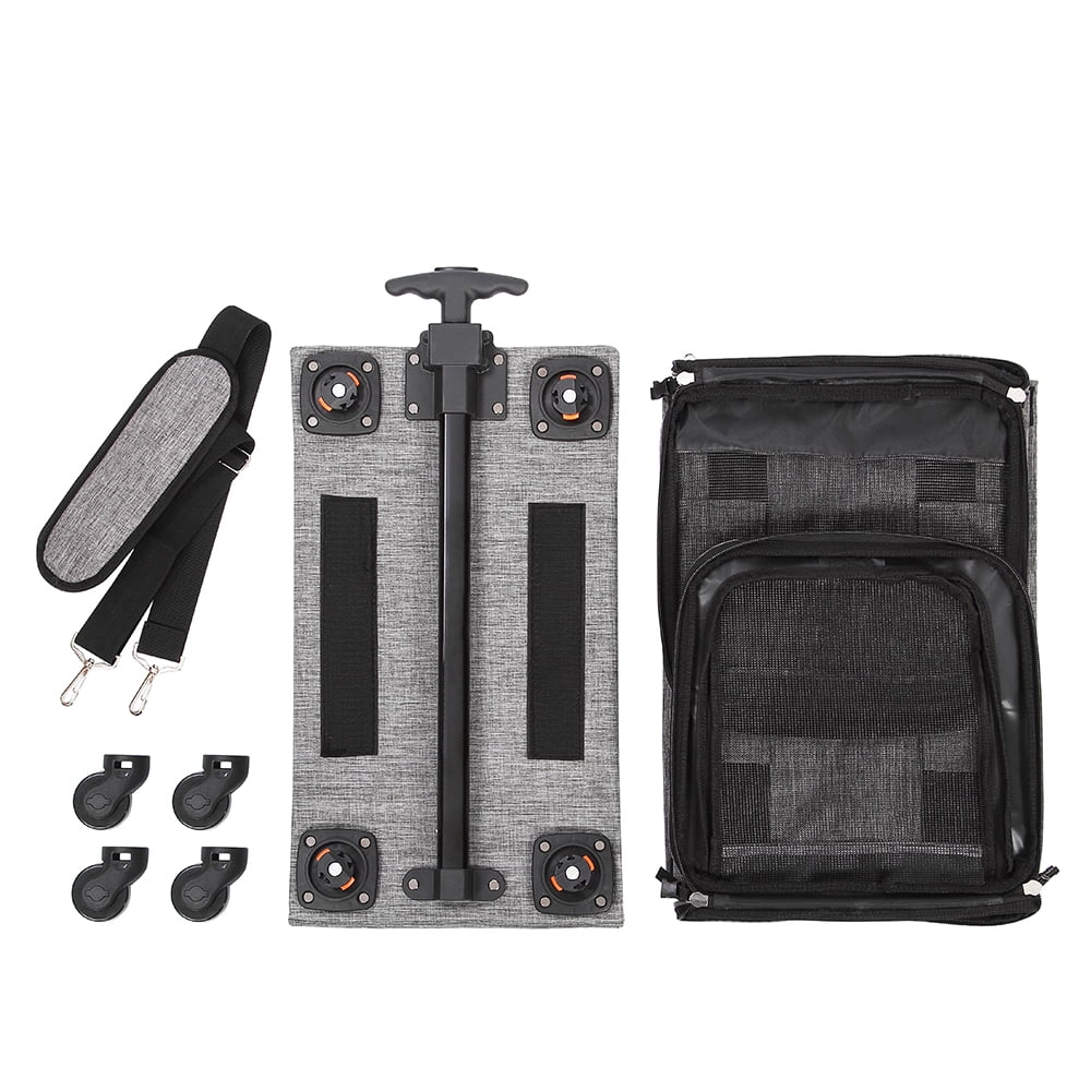 MEXMIODY Pet Carrier with Wheels, Airline Approved Dog Cat Carrier for Medium Small Dogs, Pet Travel Rolling Carrier, Telescopic Handle, Grey - Image 9