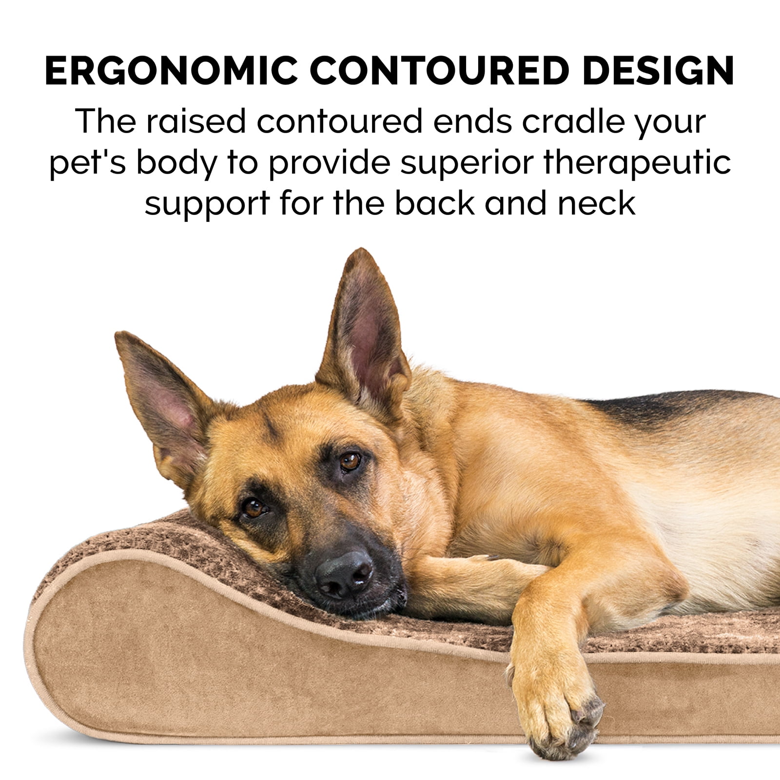 FurHaven Pet Dog Bed | Orthopedic Minky Plush & Velvet Luxe Lounger Pet Bed for Dogs & Cats, Camel, Large - Image 4