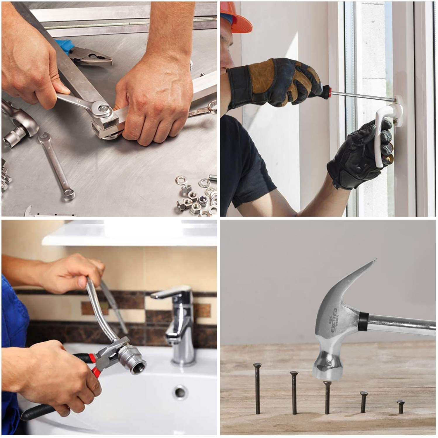 EXCITED WORK 198 Pcs Hand Tool Set, Mechanic Tools Kit with Plastic Storage Case Wrench Screwdriver Saw for Home Maintenance & Automotive Repair - Image 6