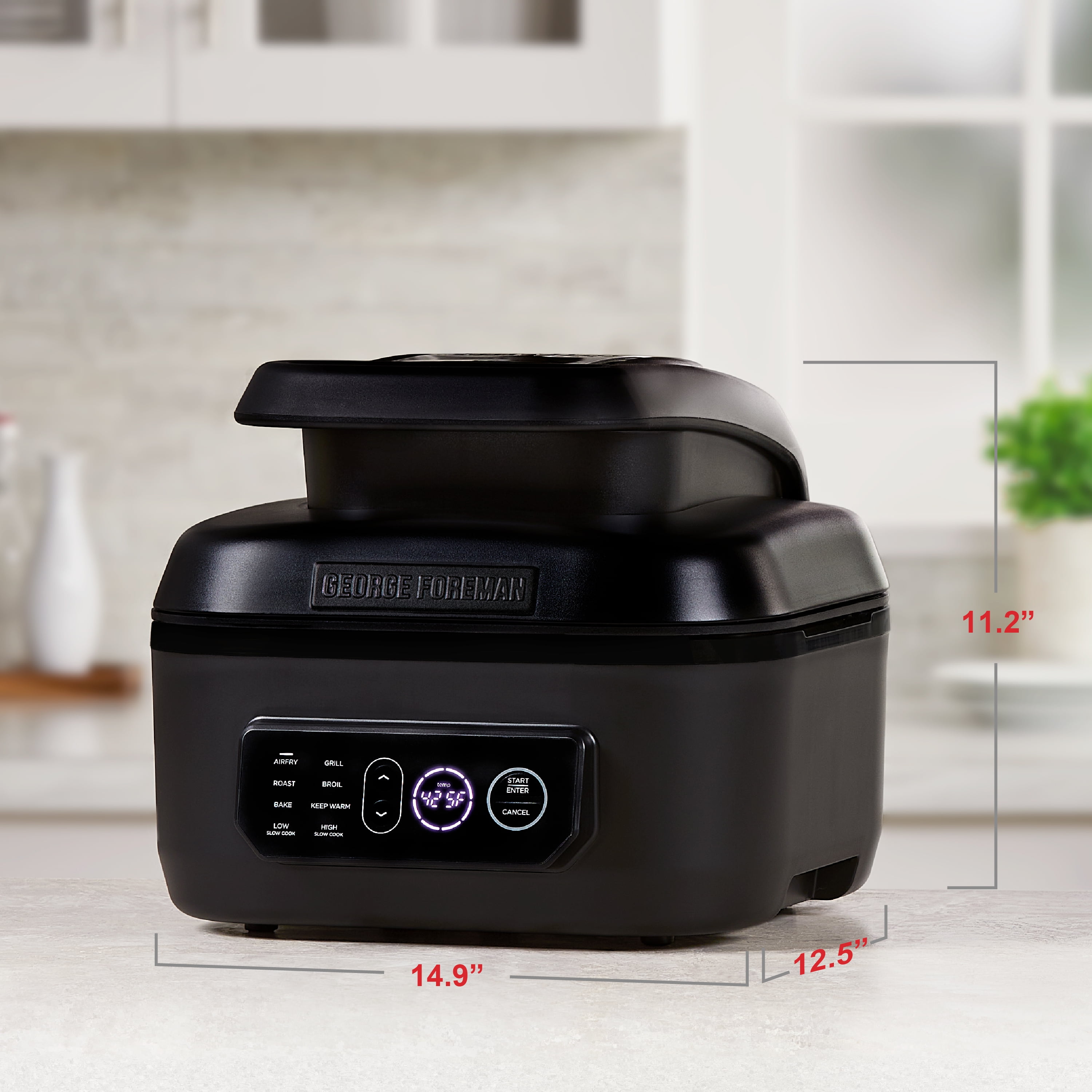 George Foreman 7-Serving 6 Qt Electric Indoor Grill and Air Fryer, 7-in-1 Functionality, Black - Image 6