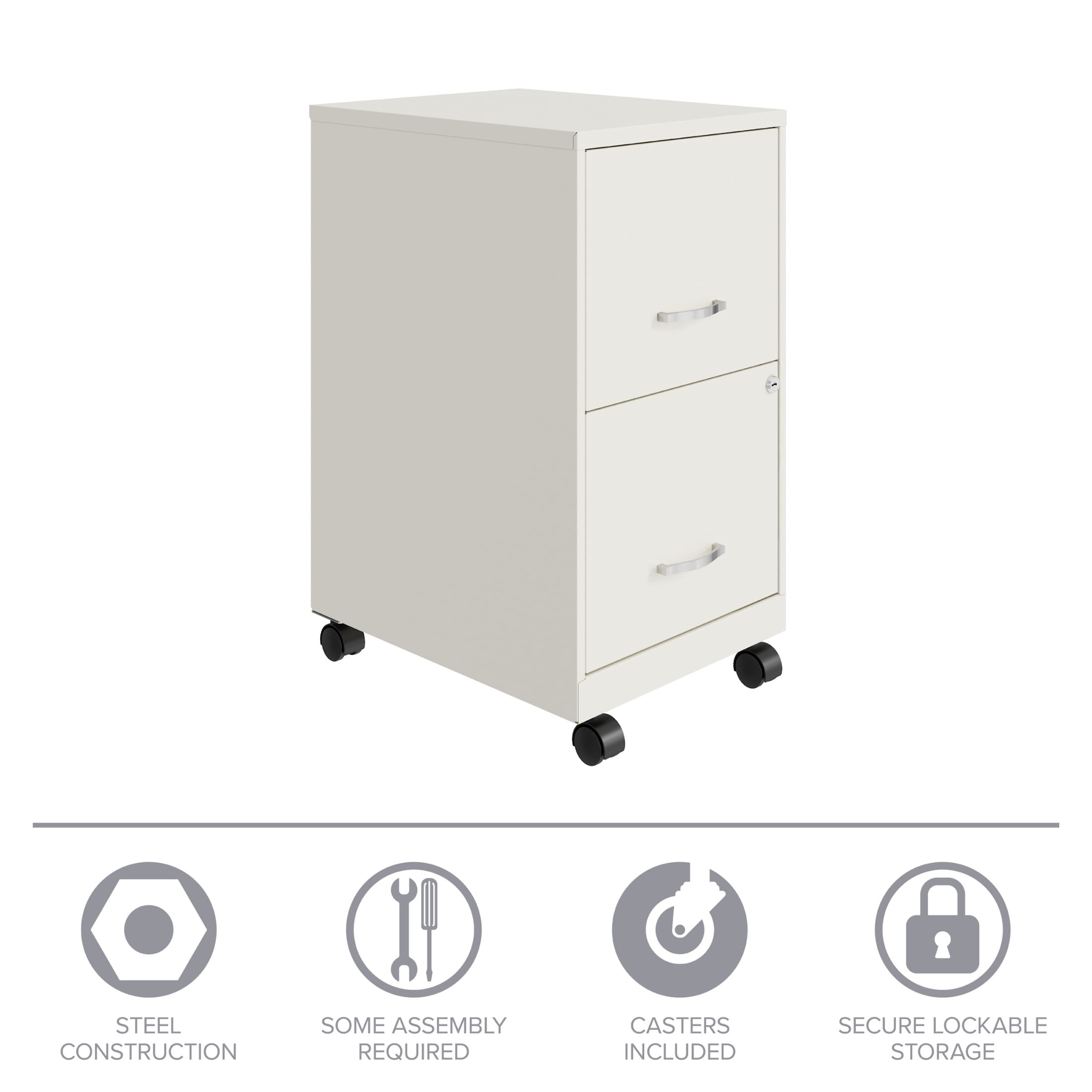 Space Solutions 18" Deep 2 Drawer Mobile Letter Width Vertical File Cabinet, White - Image 14