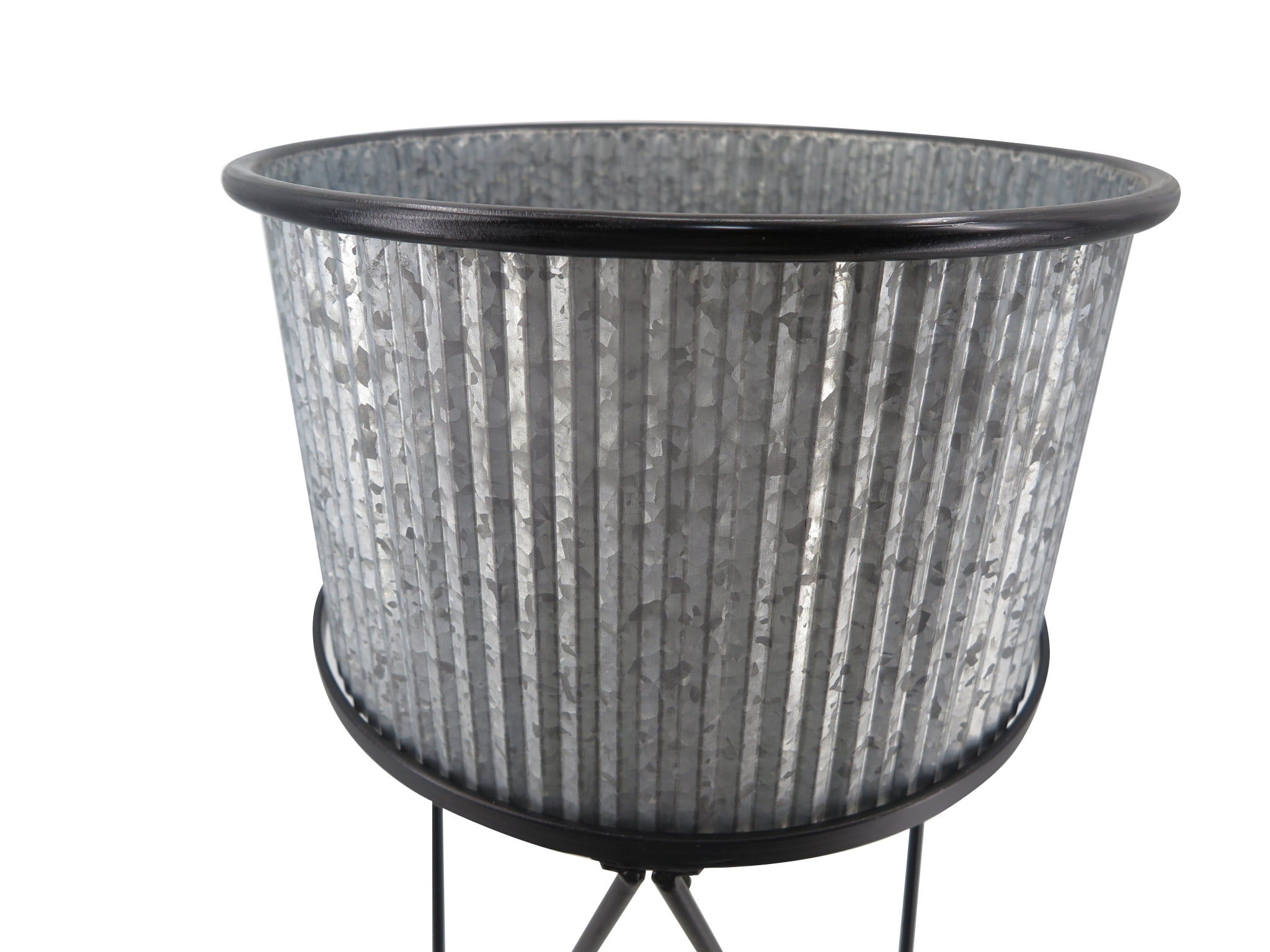 Mainstays Karvel Galvanized Metal Column Planter with Stand, 15.7 in Dia. x 28 in H - Image 7