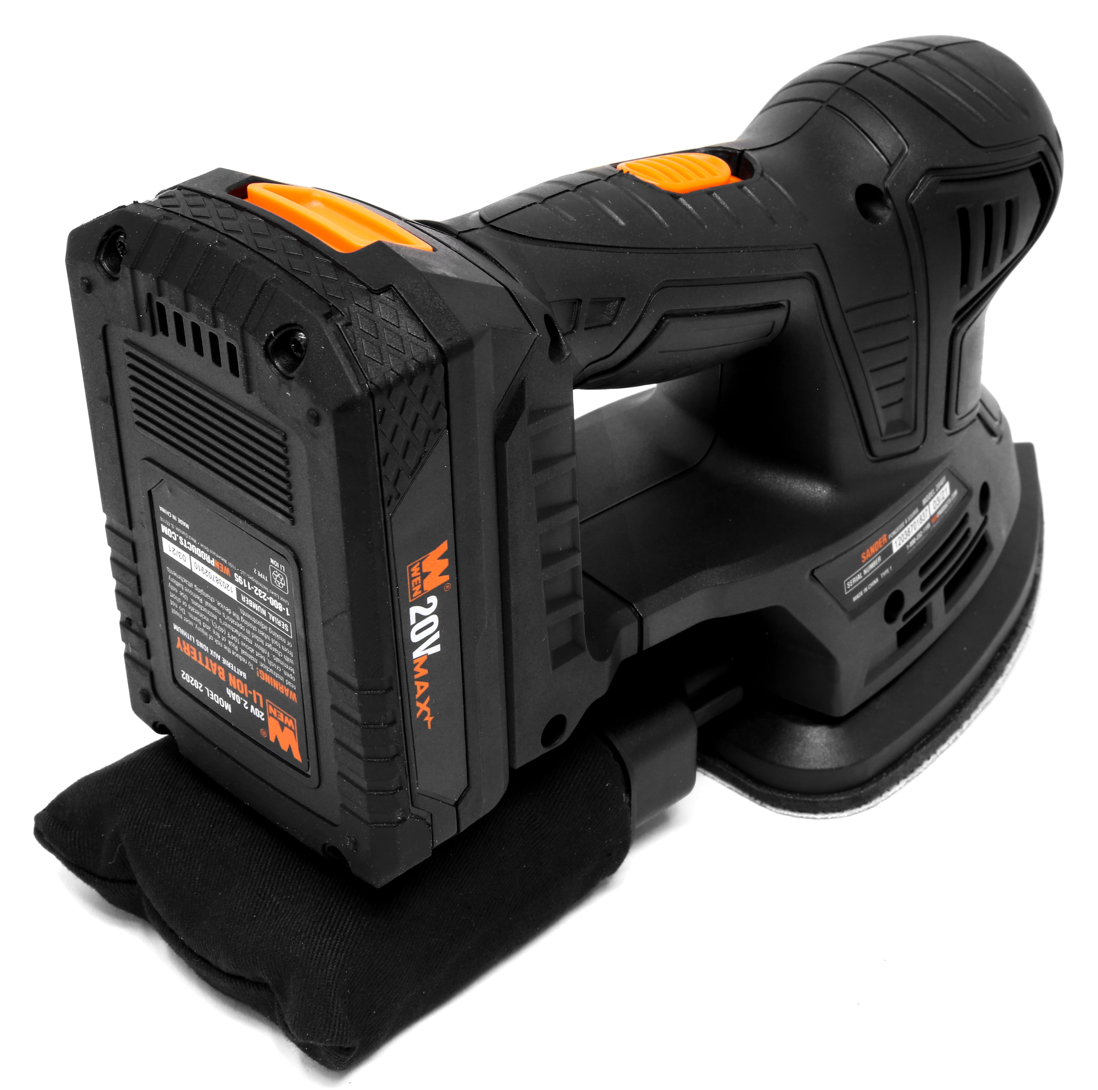 WEN 20401 20V Max Cordless Detailing Palm Sander with 2.0 Ah Lithium-Ion Battery and Charger - Image 4
