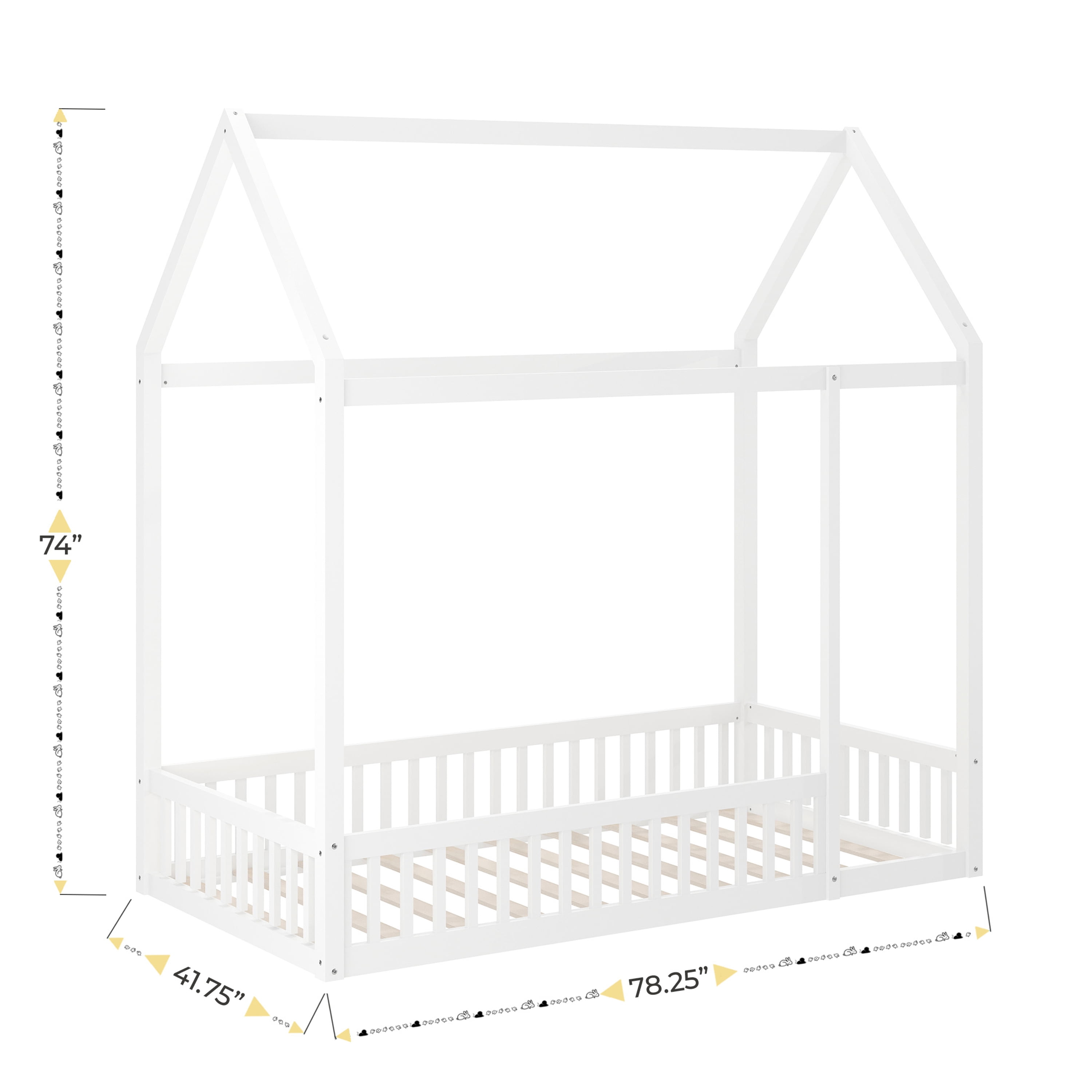 Buzz & Bloom Kids Twin-Size House Shaped Bed with Triangular Top, White - Image 10