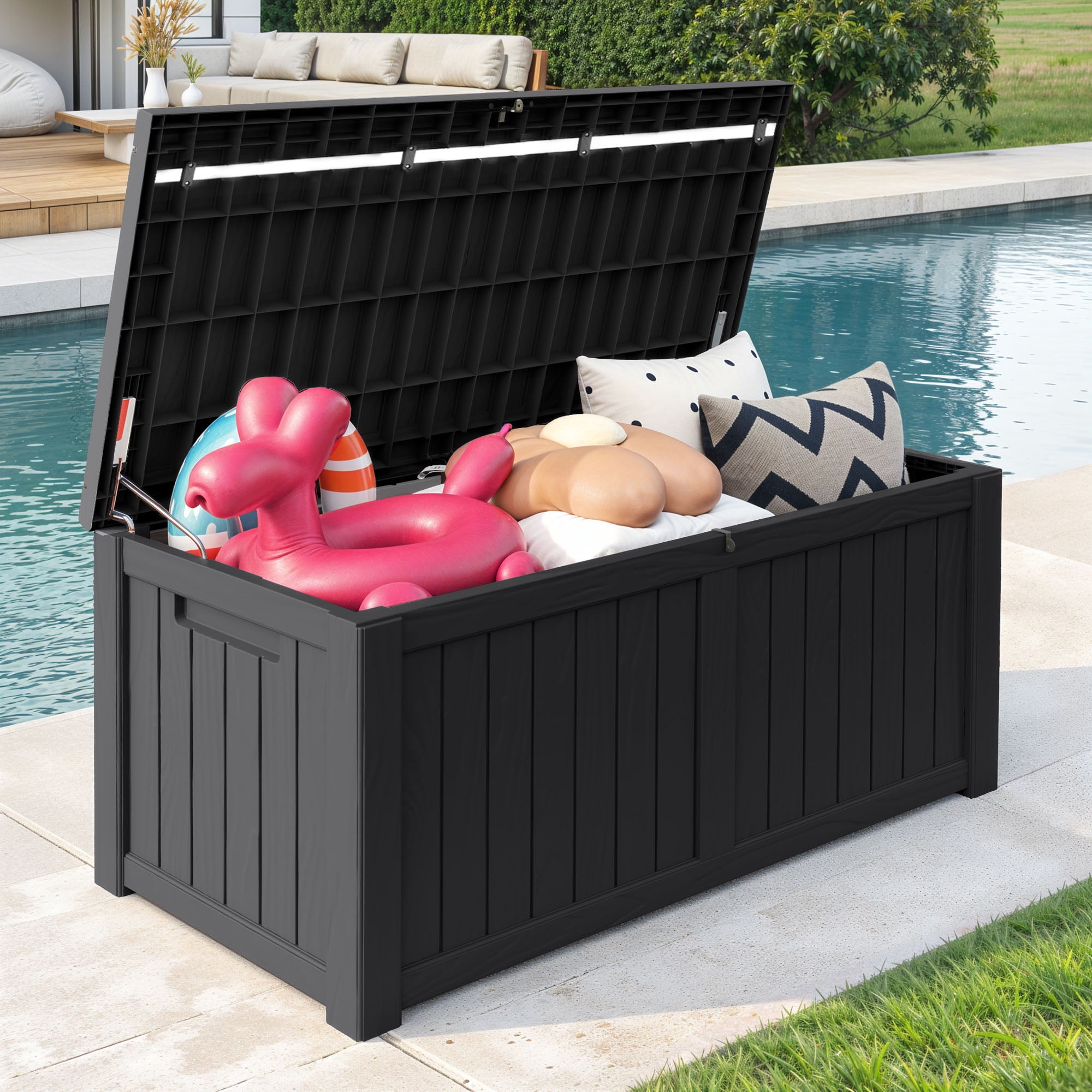 Dextrus Outdoor 120 Gallon Resin Deck Box, Dark Grey - Image 5