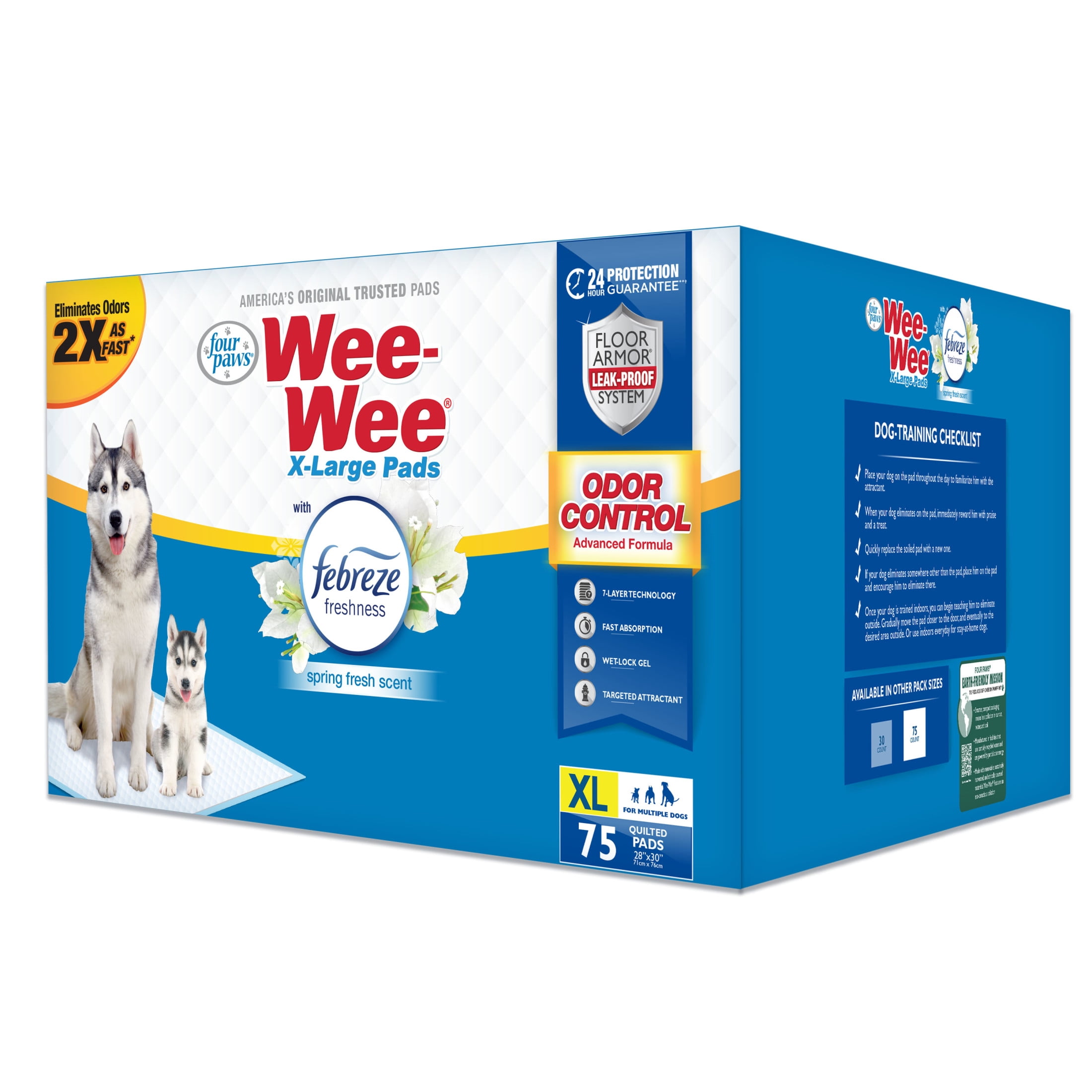 Four Paws Wee-Wee Febreze Freshness Odor Control Potty Training Dog & Puppy Pads, XL 75ct - Image 7