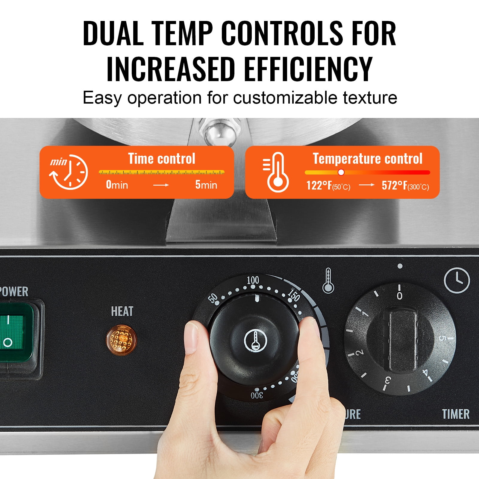 KFFKFF Double Head Commercial Waffle Maker, Round Belgian Waffle Cooking Device, 2460W, Non-Stick, with Temperature and Timer Settings, Ideal for Cafes, Bakeries, Snack Shops, and Home Use - Image 5