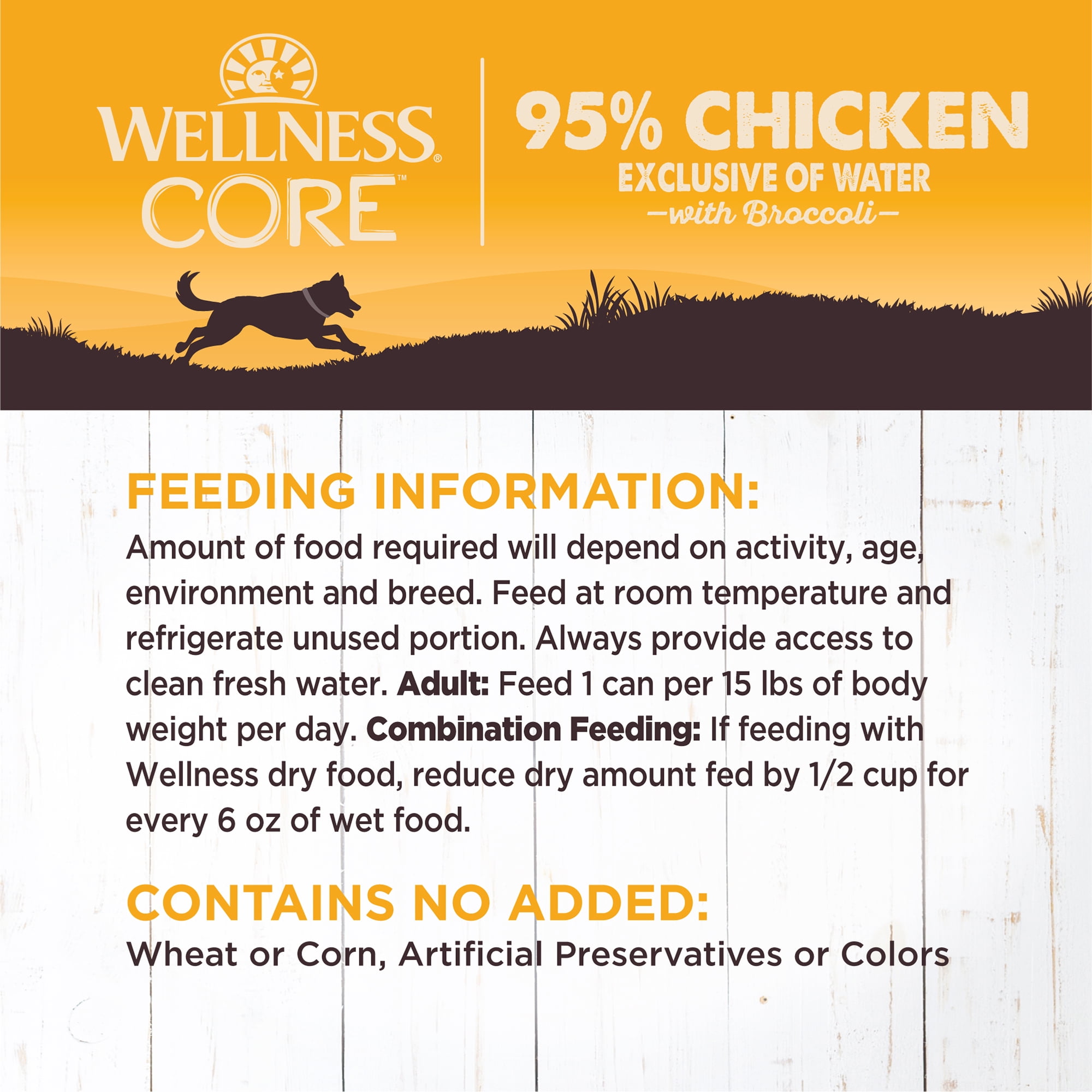 Wellness CORE 95% Natural Wet Grain Free Canned Dog Food, Chicken & Broccoli,12.5-Ounce Can (Pack of 12) - Image 3