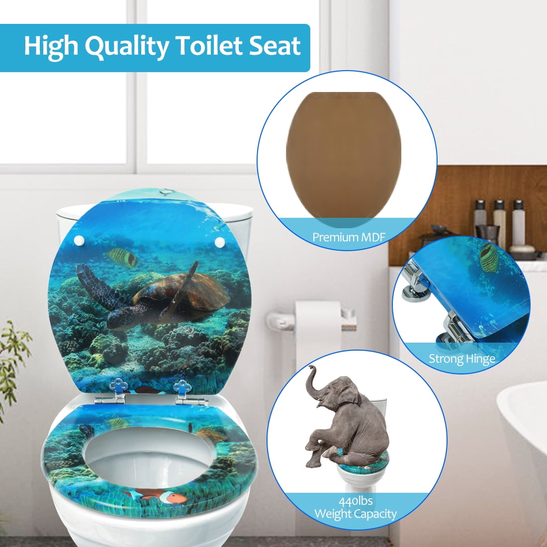 Nastarki Round Toilet Seat, Slow Close Wood Toilet Seats, Wooden Toilet Seats with Strong Alloy Hinges - Image 6