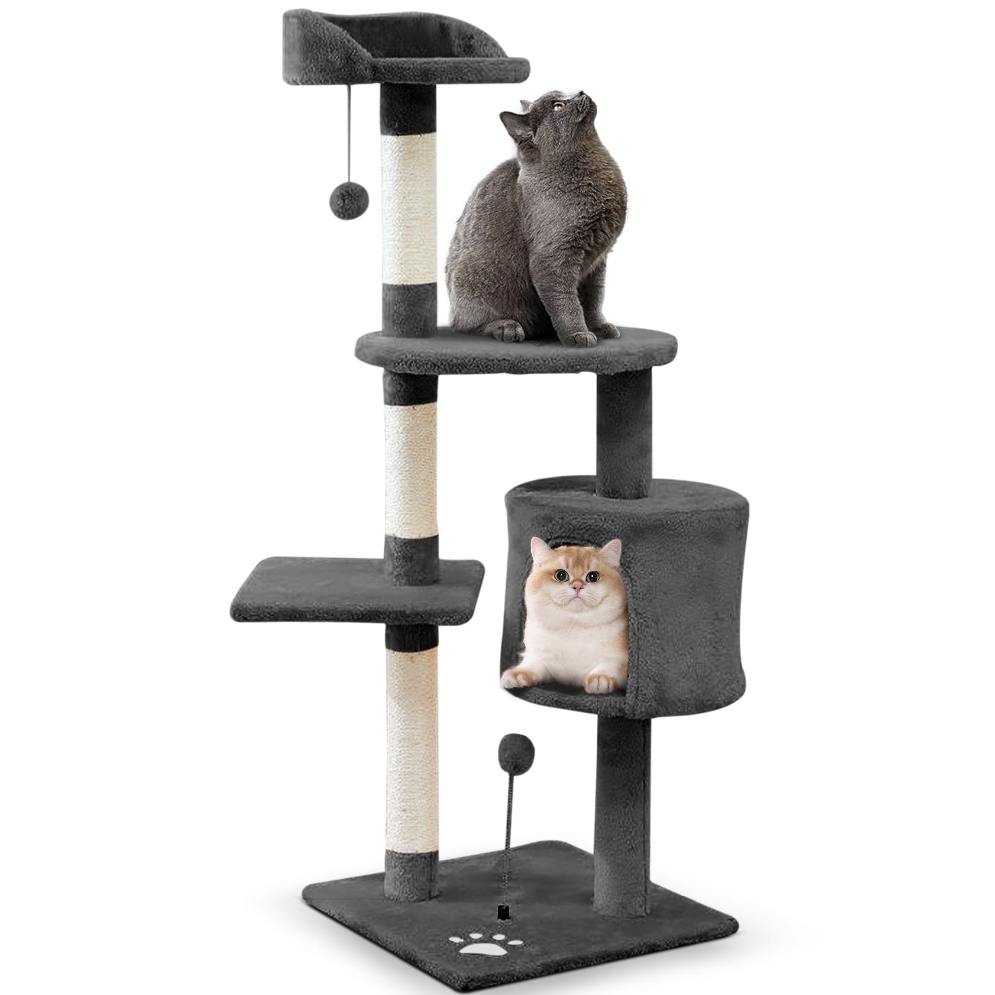 Cat Tree Airnesolly 45 4-Tier Cat Tower Condo for Indoor Kittens with Scratching Posts Perches Gray - Image 5