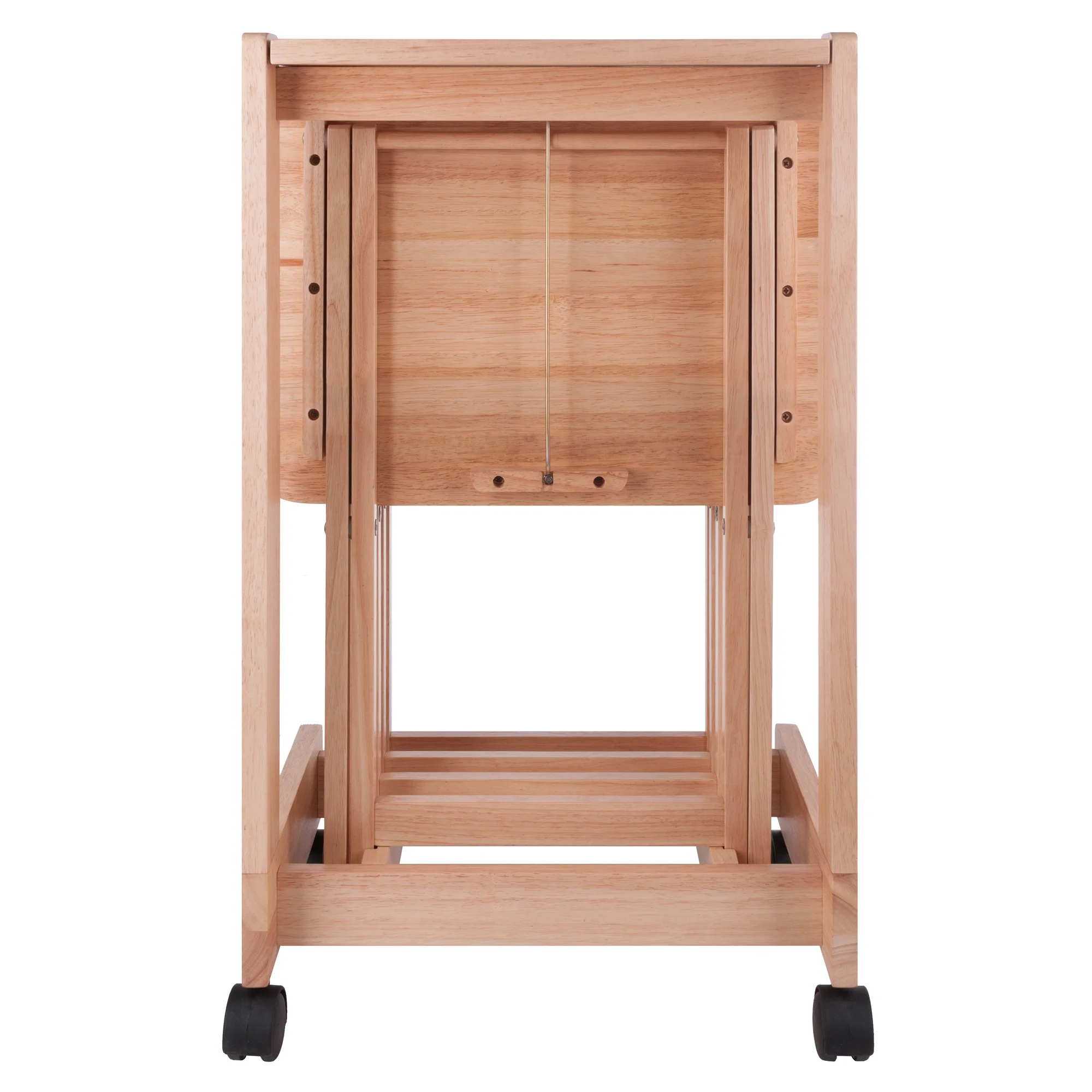 Winsome Brienda 5-Piece Snack Table Set, Serving Cart, Natural Finish - Image 7
