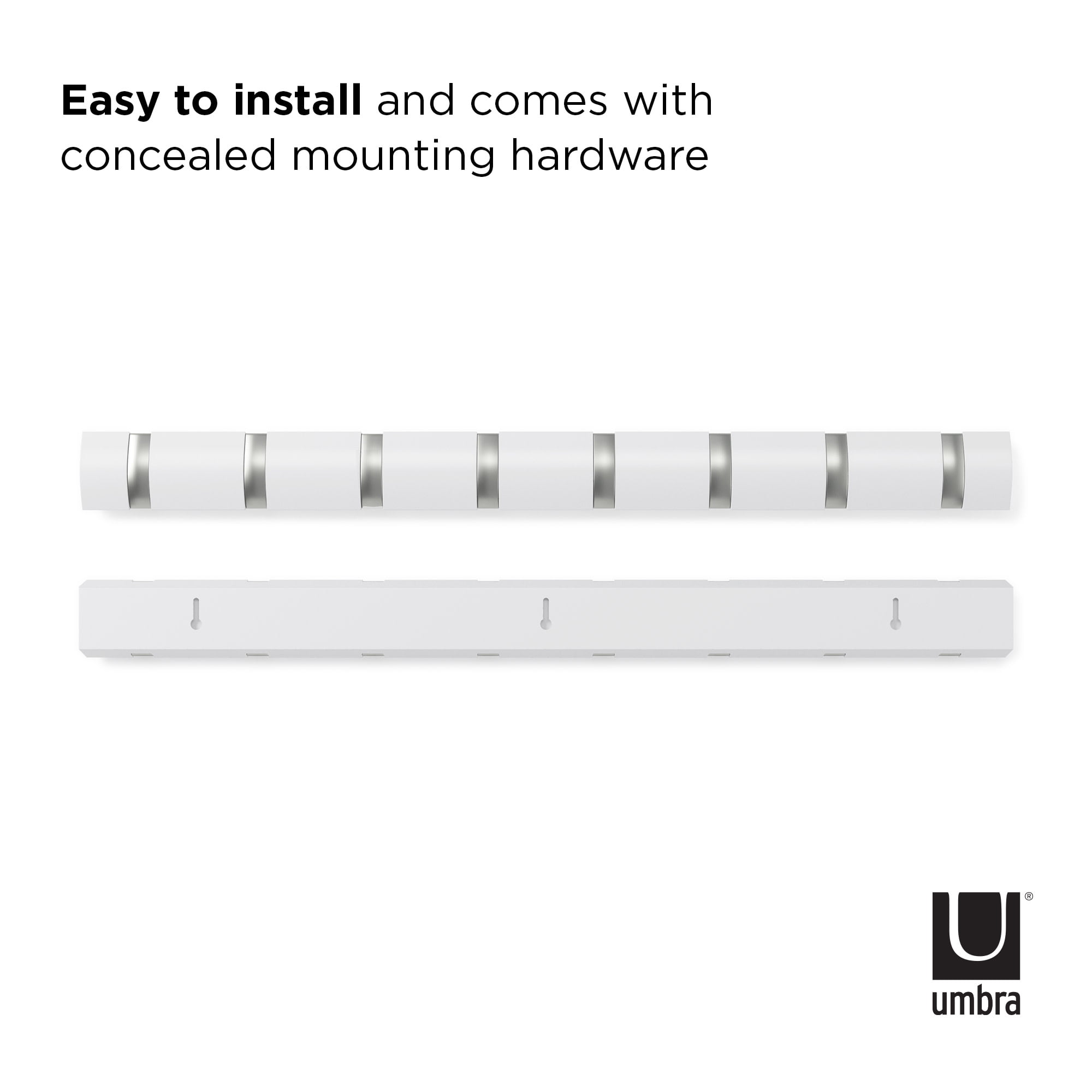 Umbra Flip 8 Hook Wall Mounted Coat Rack White - Image 4