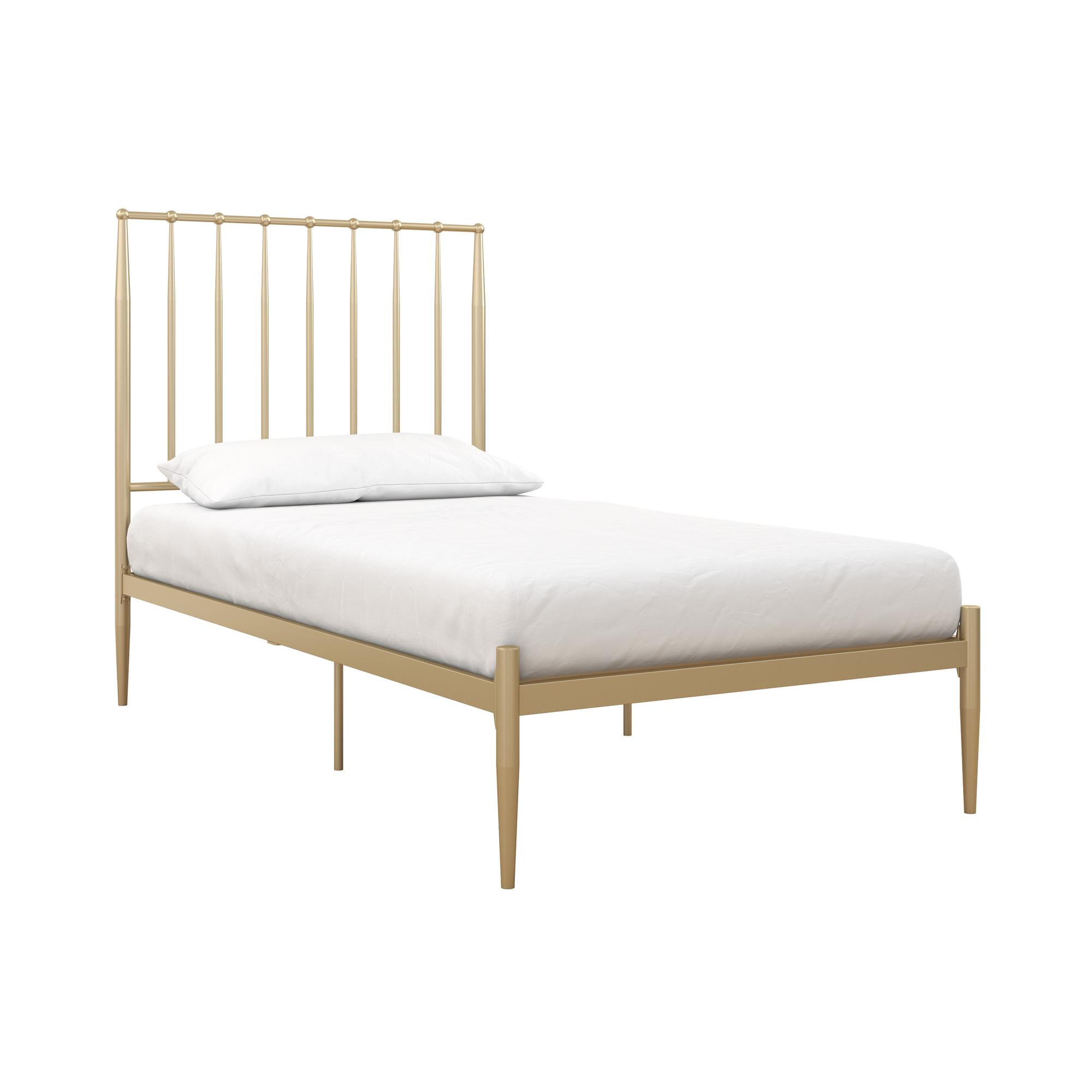 DHP Giulia Metal Platform Bed with Headboard and Underbed Storage Space, Twin, Gold - Image 2