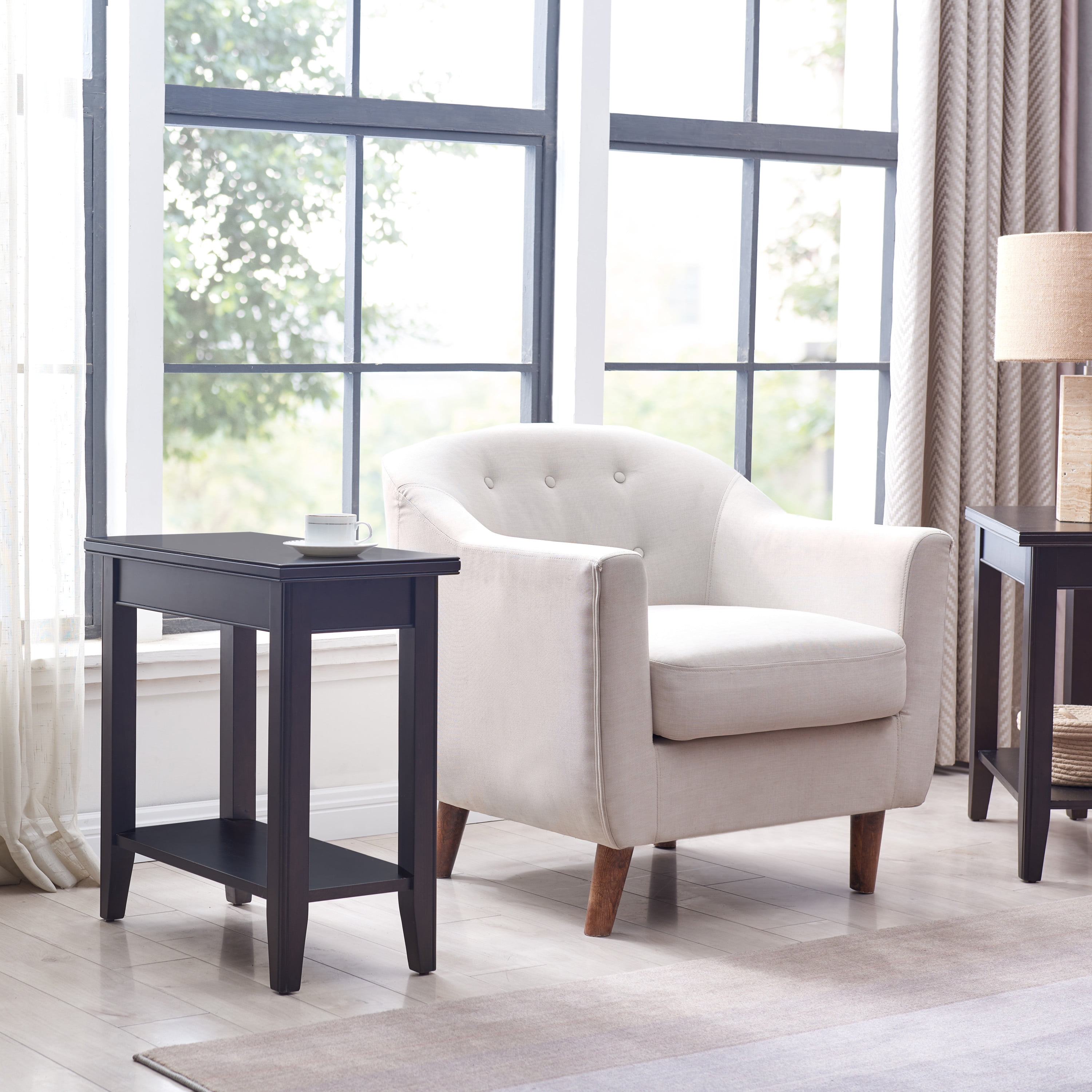 Leick Home Solid Wood Laurent 12" Narrow End Table with Shelf, Black - Image 2