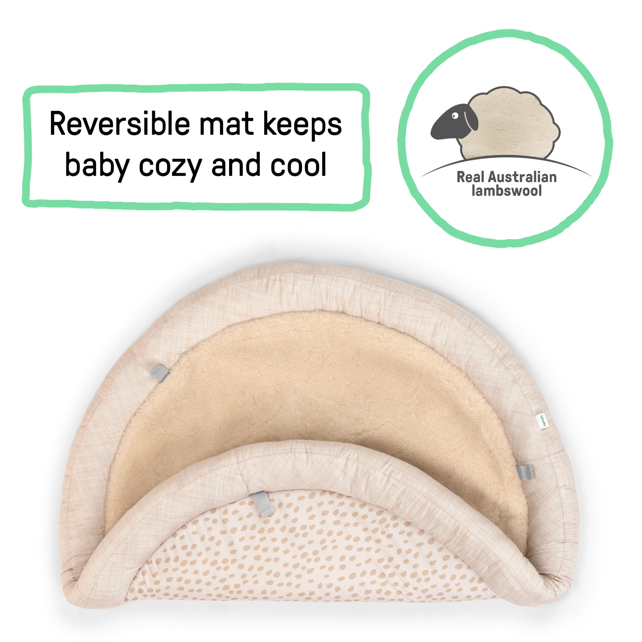 Ingenuity Every Season Plush Lambswool Baby Play Gym and Play Mat, 0+ Months - Natural - Image 6