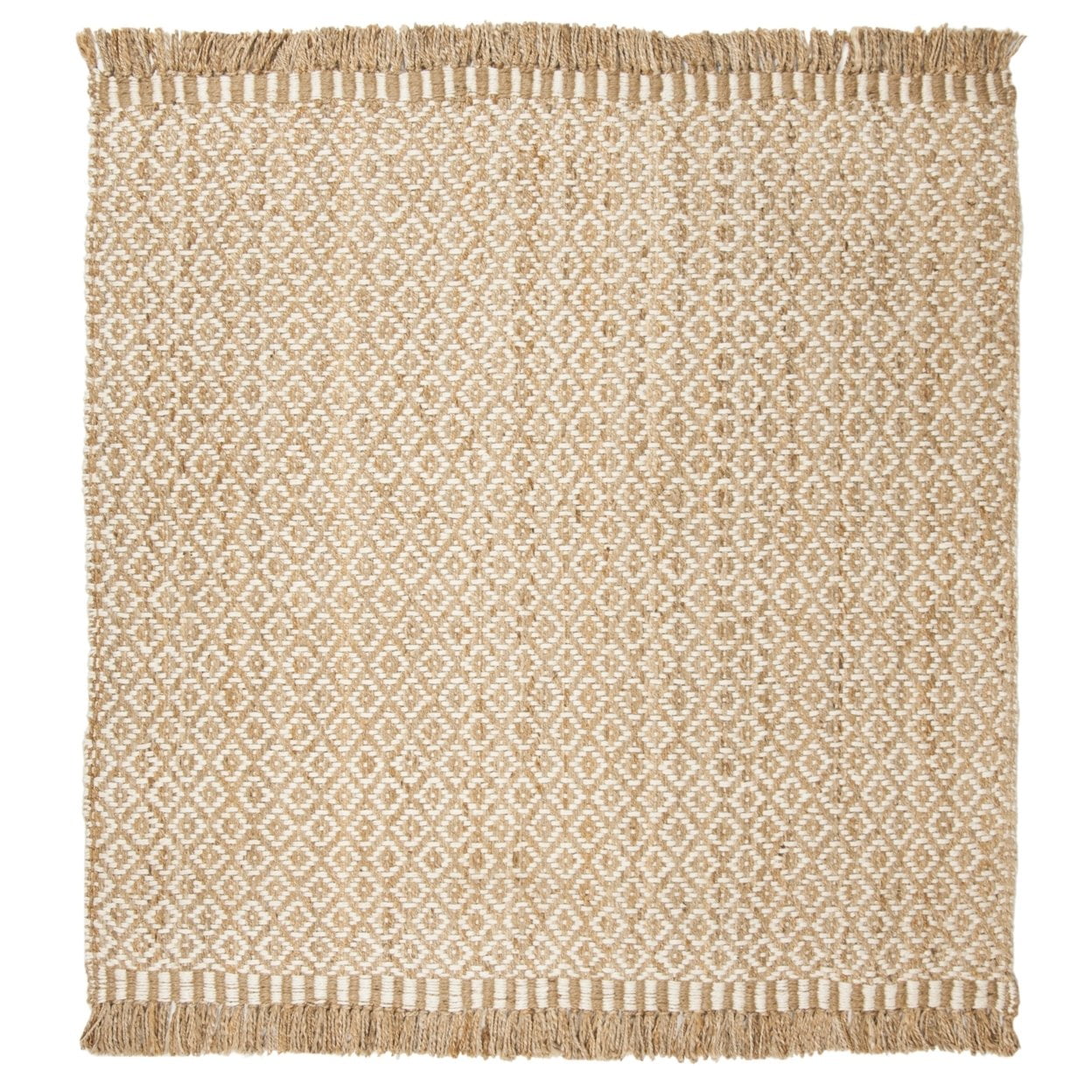 SAFAVIEH Natural Fiber Johanna Geometric Jute Area Rug, Natural/Ivory, 5' x 8' - Image 6