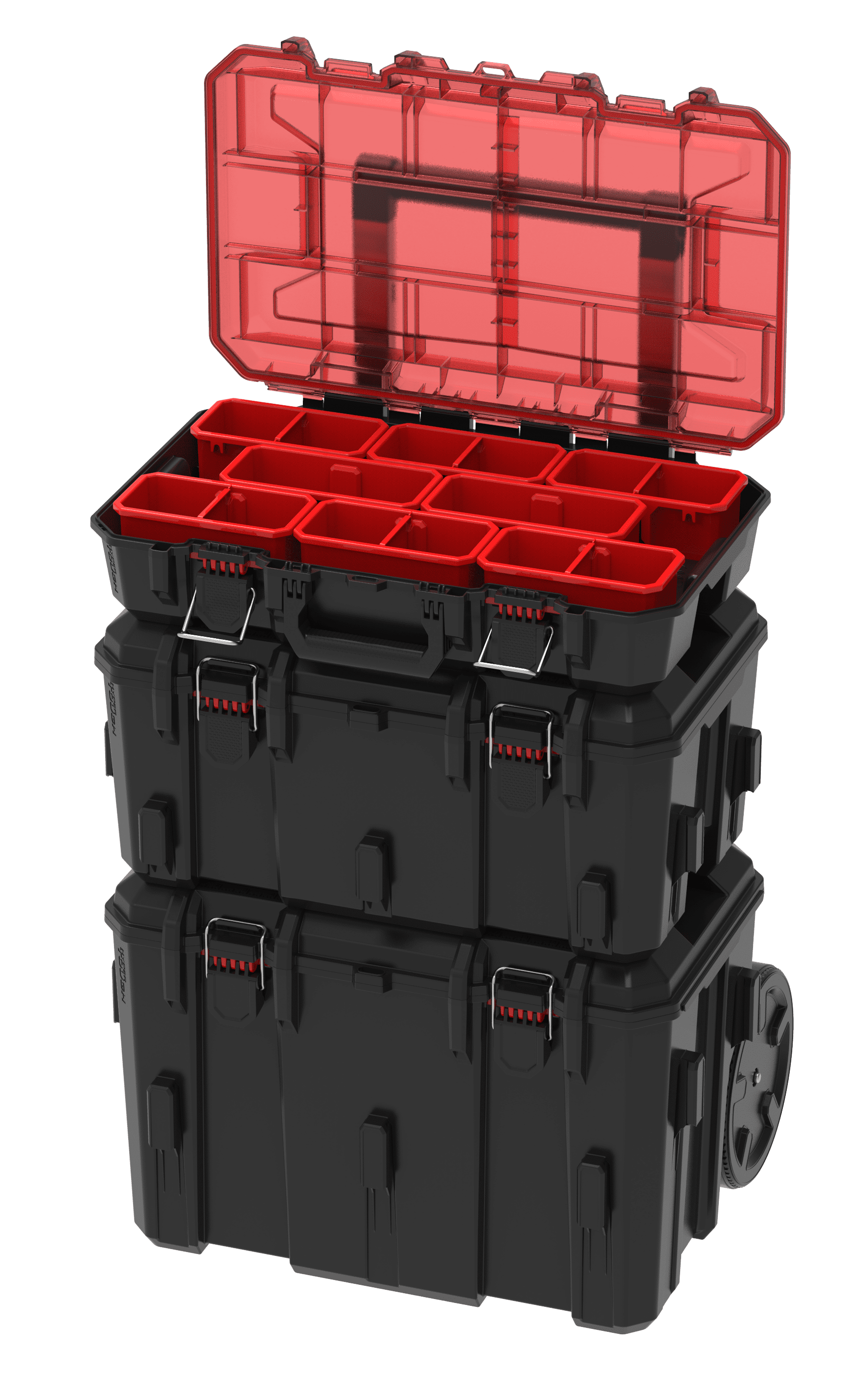 Hyper Tough Hyper Stack Heavy Duty 3 Piece Modular Rolling Toolbox System, Black - Image 14