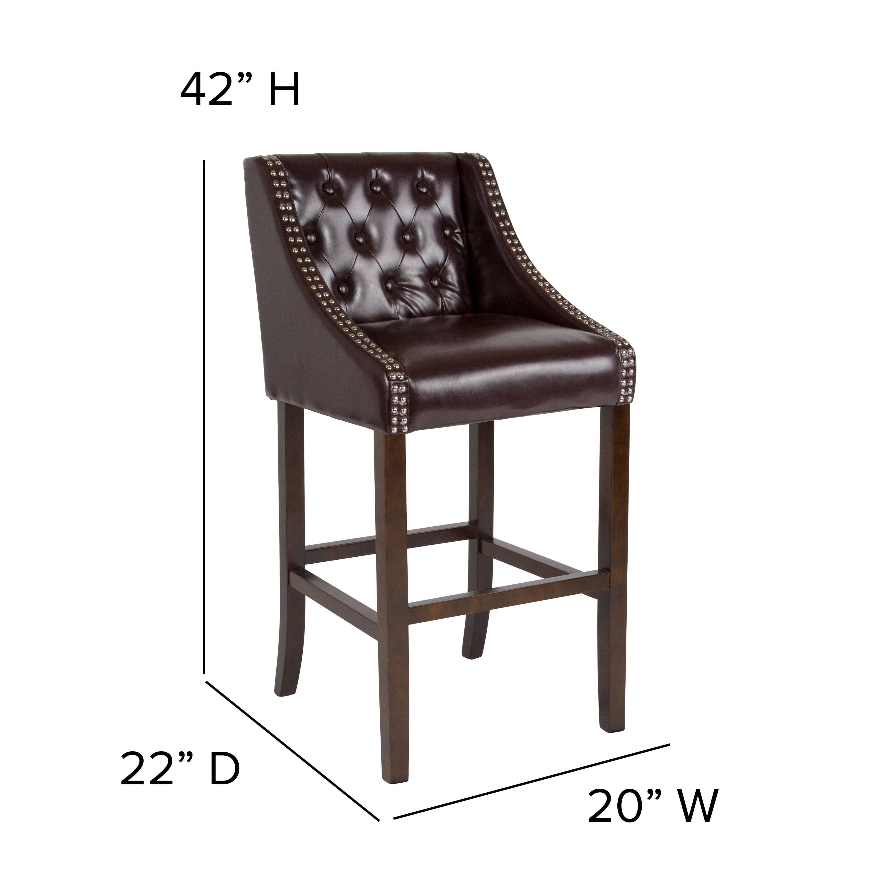 Flash Furniture Carmel Series Tufted Bar Stool Nailhead Trim, Brown LeatherSoft - Image 4