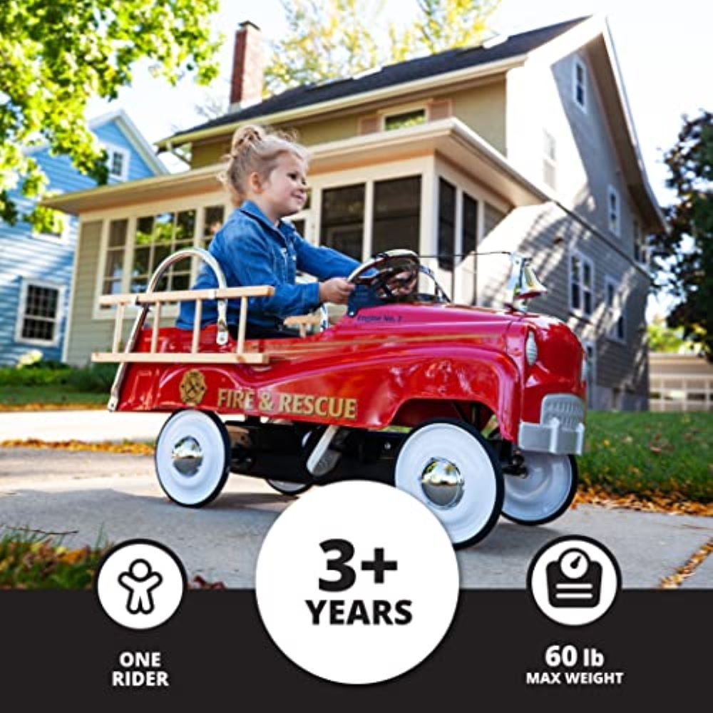 Kid Trax Toddler Classic Pedal Car, Kids 3-5 Years Old, Max Weight 60 lbs, Durable Steel, Fire Truck - Image 4