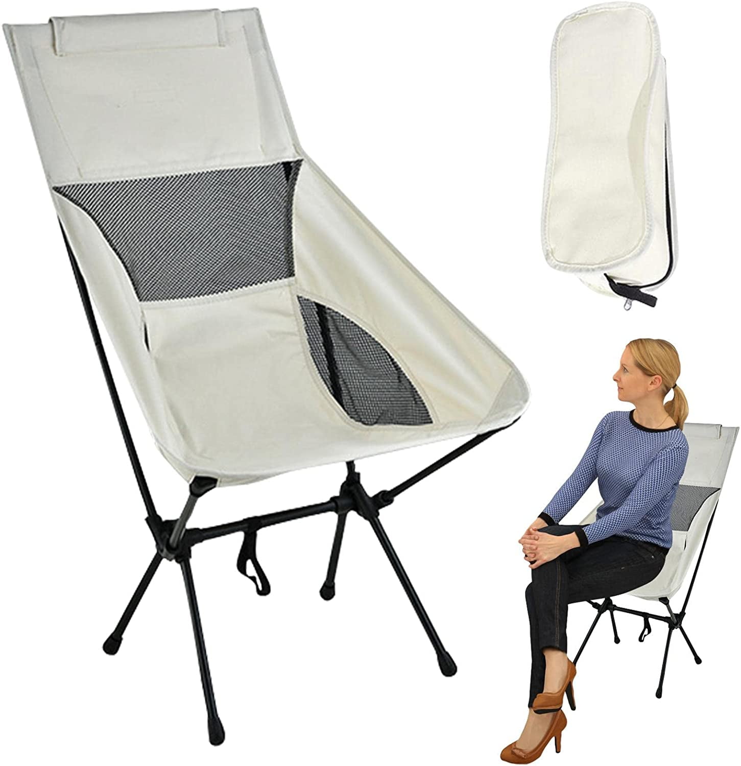 GVDV High Back Camping Chair, Lightweight Camping Chair with Headrest, Stable Portable Folding Chair for Outdoor Camp, Hiking, Backpacking - Image 4