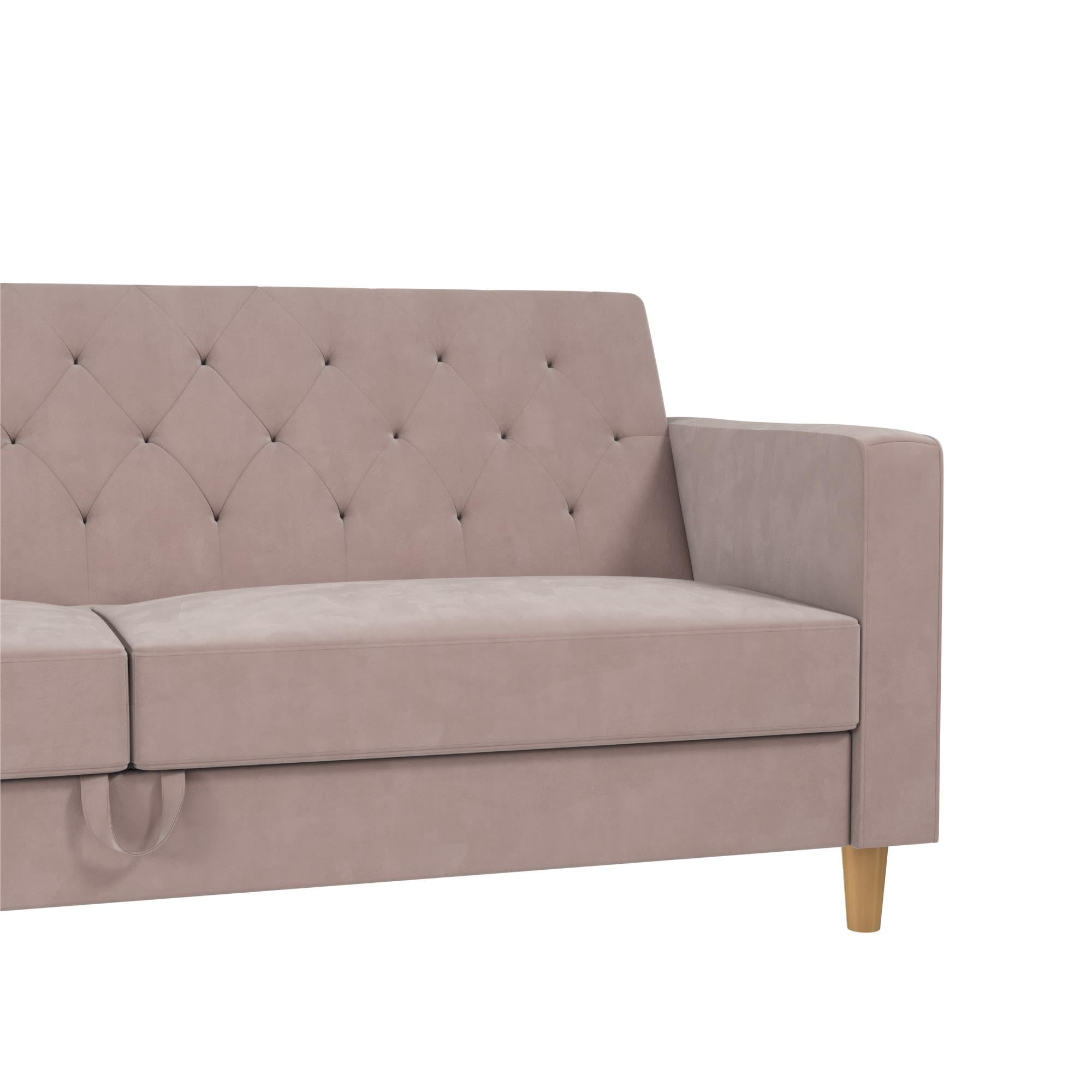 CosmoLiving Liberty Futon with Storage, Blush Velvet - Image 5