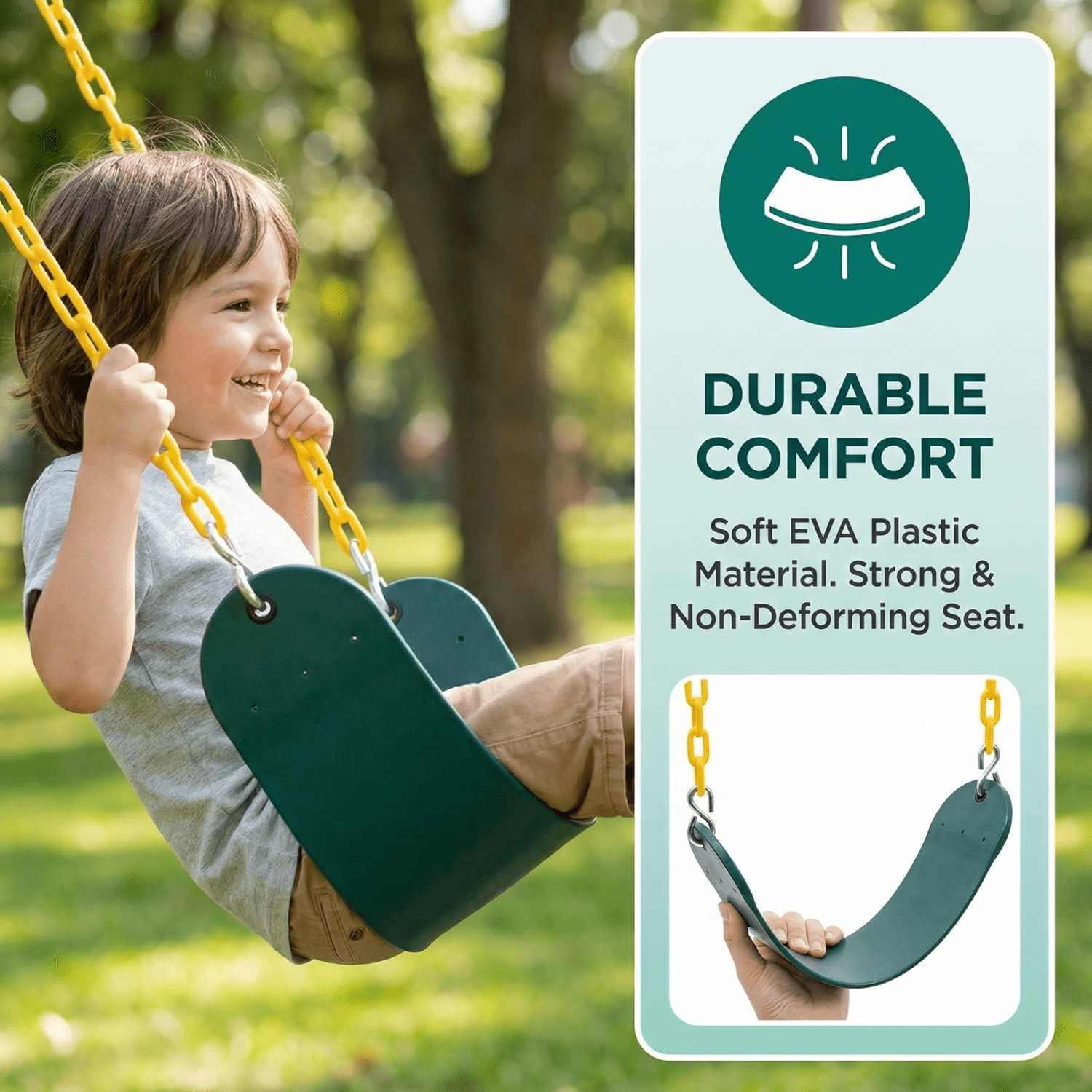Bibana 2PCS Swings Seats Heavy Duty with 66" Chain, Playground Swing Set Accessories Replacement with Snap Hooks, Support 250lb (Green) - Image 8