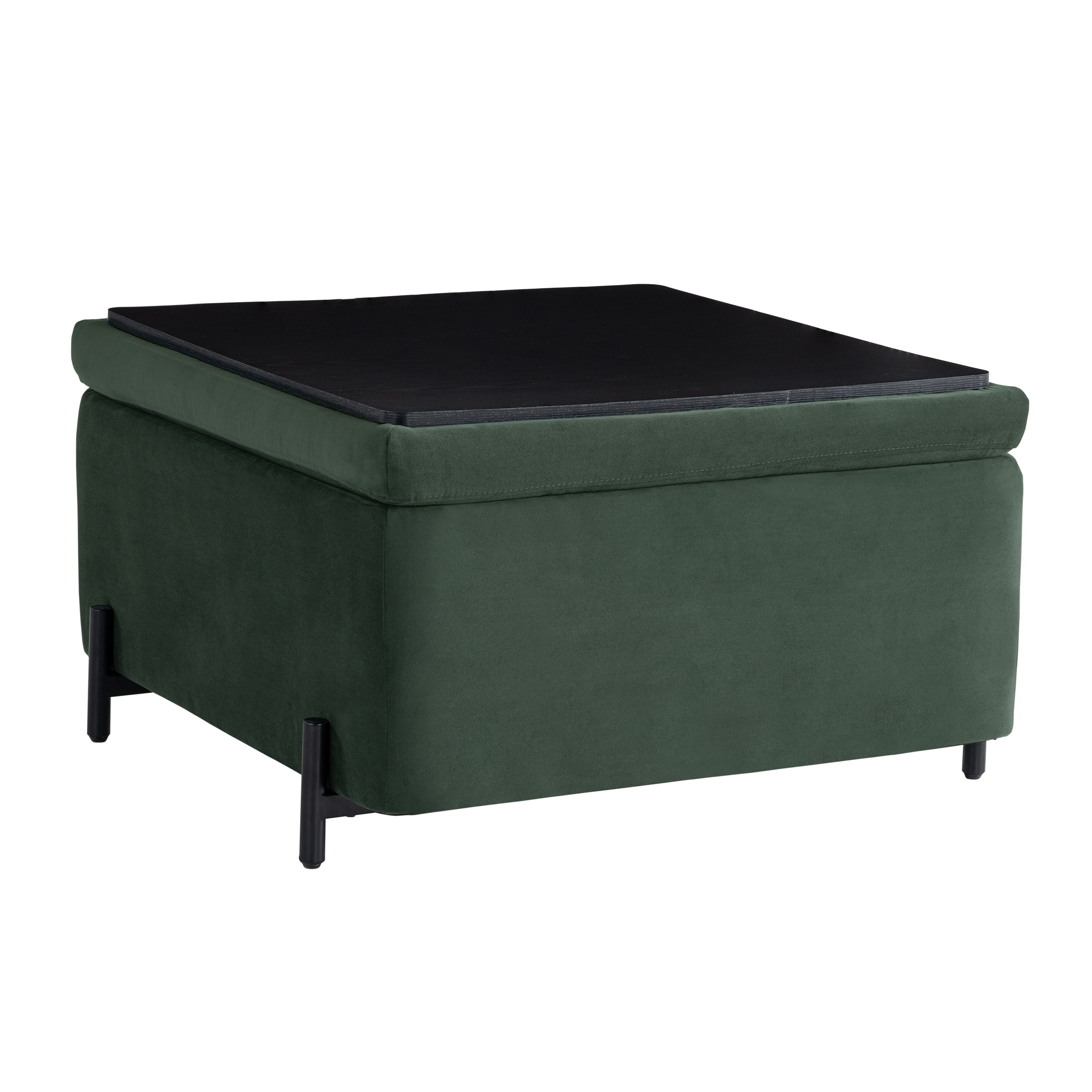 Studio Living Kingston Modern Large Storage Ottoman, Green Velvet Fabric - Image 6