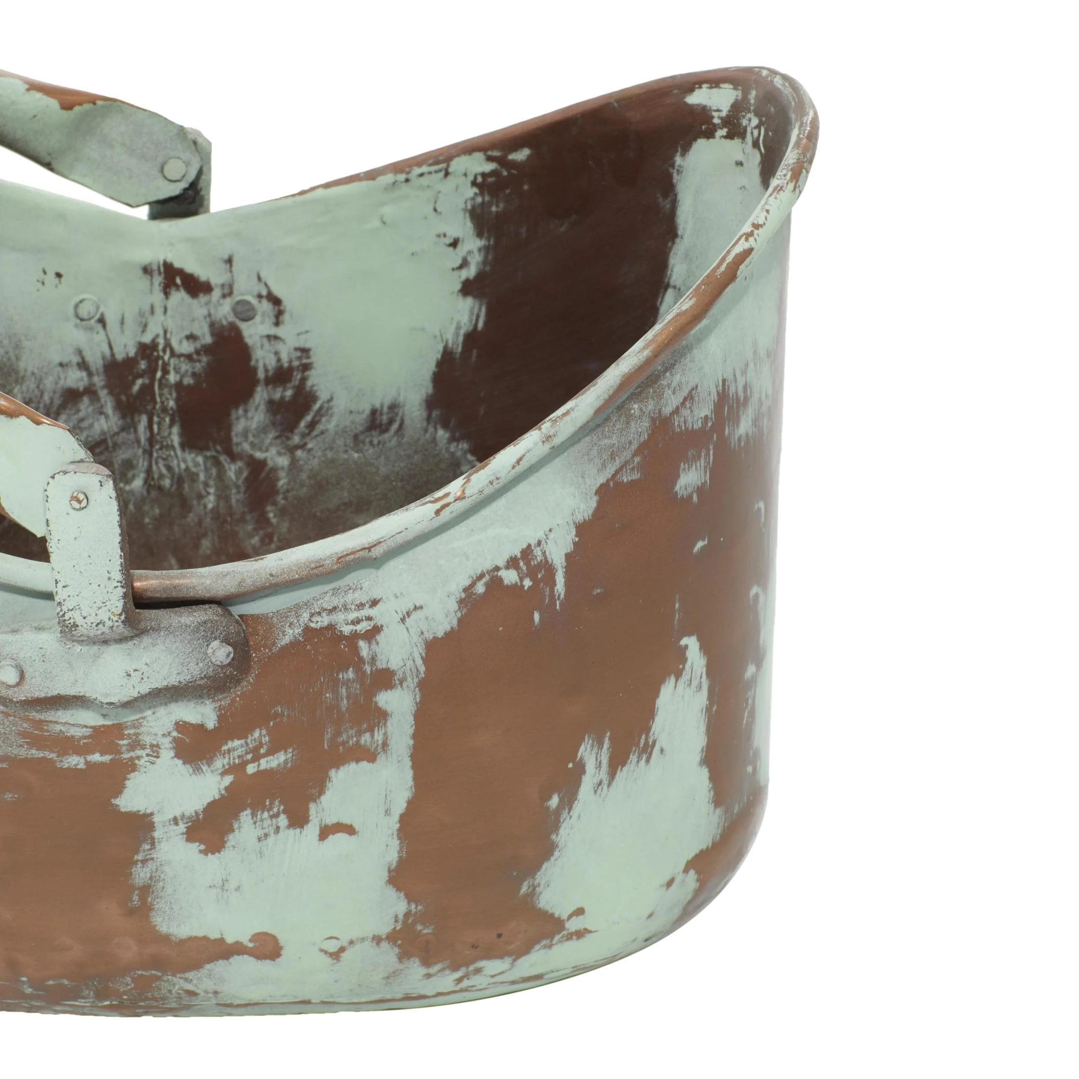 DecMode 15", 13", 11"W Patina Tulip Style Bucket Copper Metal Planter with Stationary Handles (3 Count) - Image 2