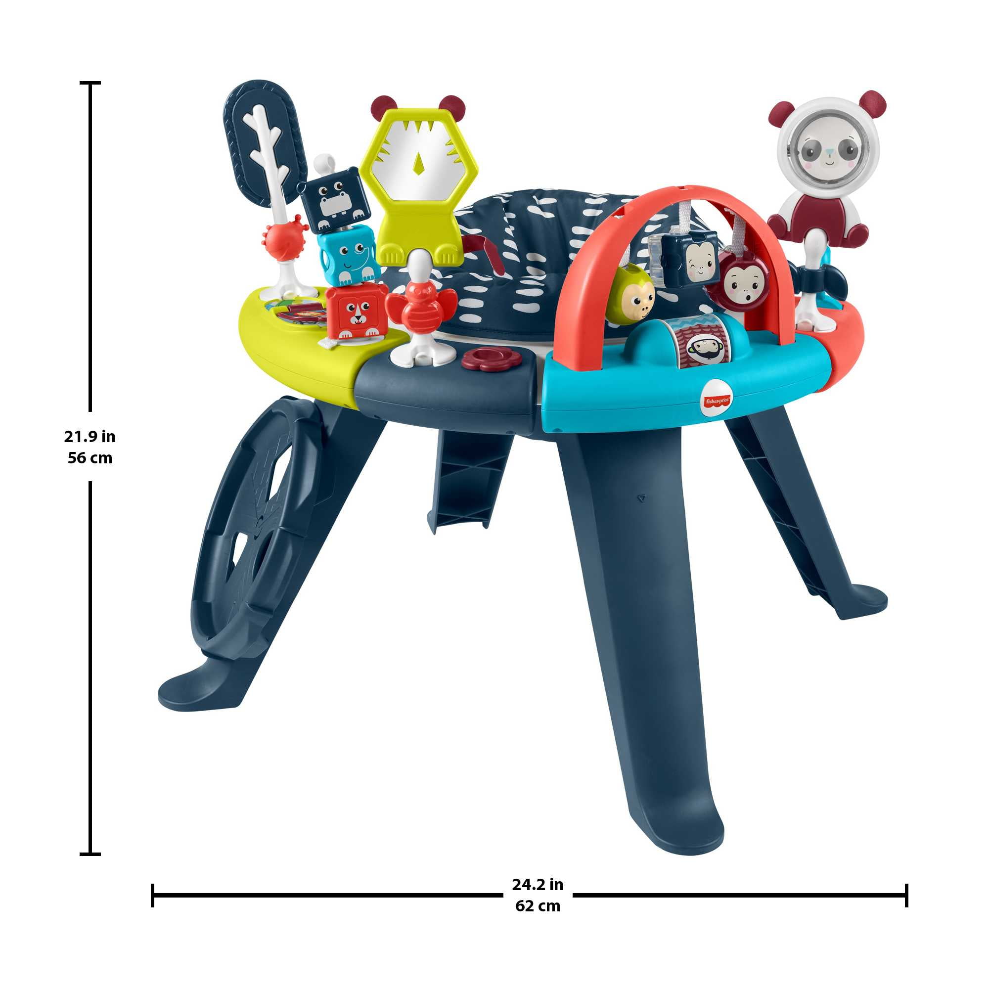 Fisher-Price 3-in-1 Spin & Sort Infant Activity Center and Toddler Play Table, Navy Dashes- Unisex - Image 3