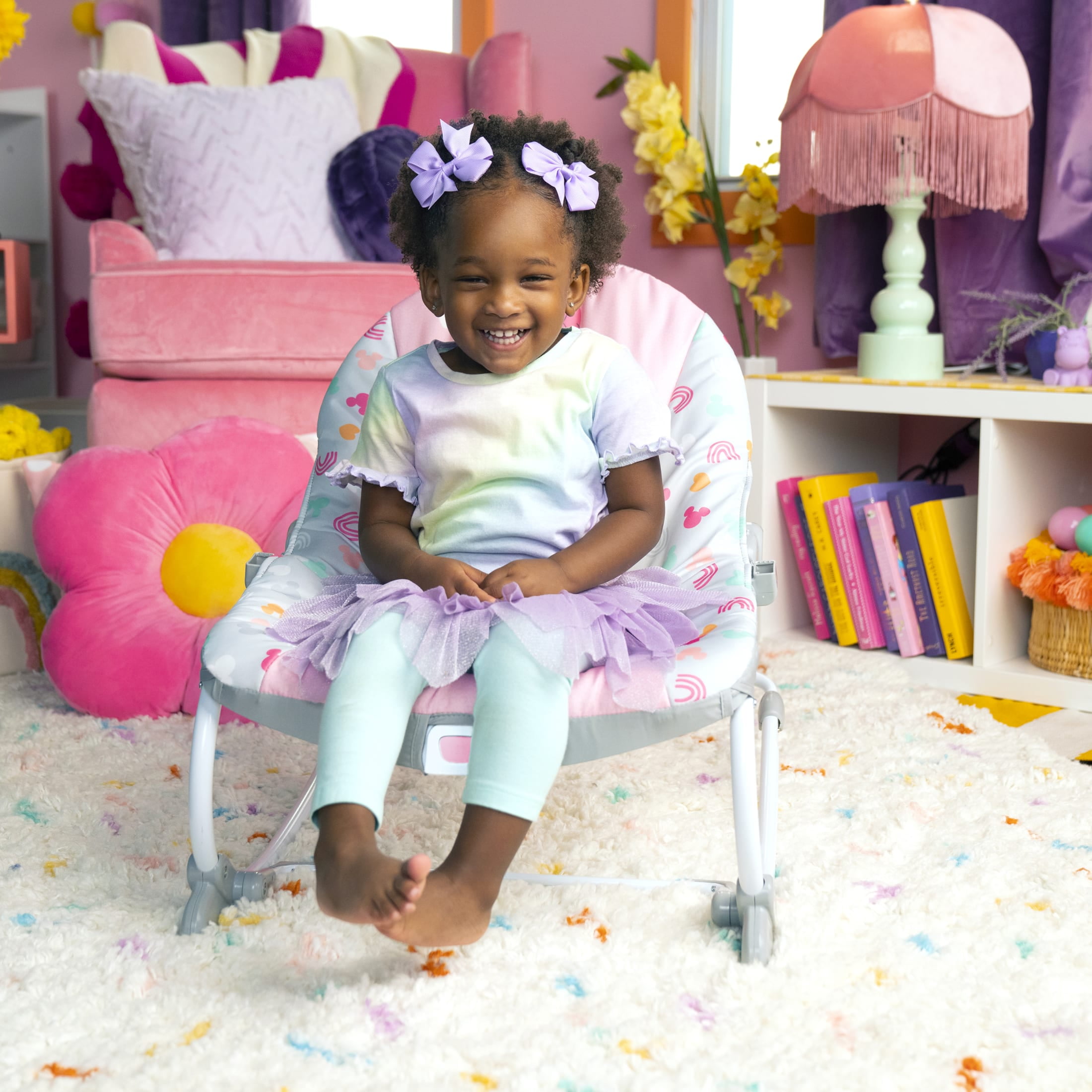 Disney Baby 2-in-1 Slip Resistant Vibrating Infant & Toddler Baby Rocker Chair, Minnie Mouse by Bright Starts - Image 2