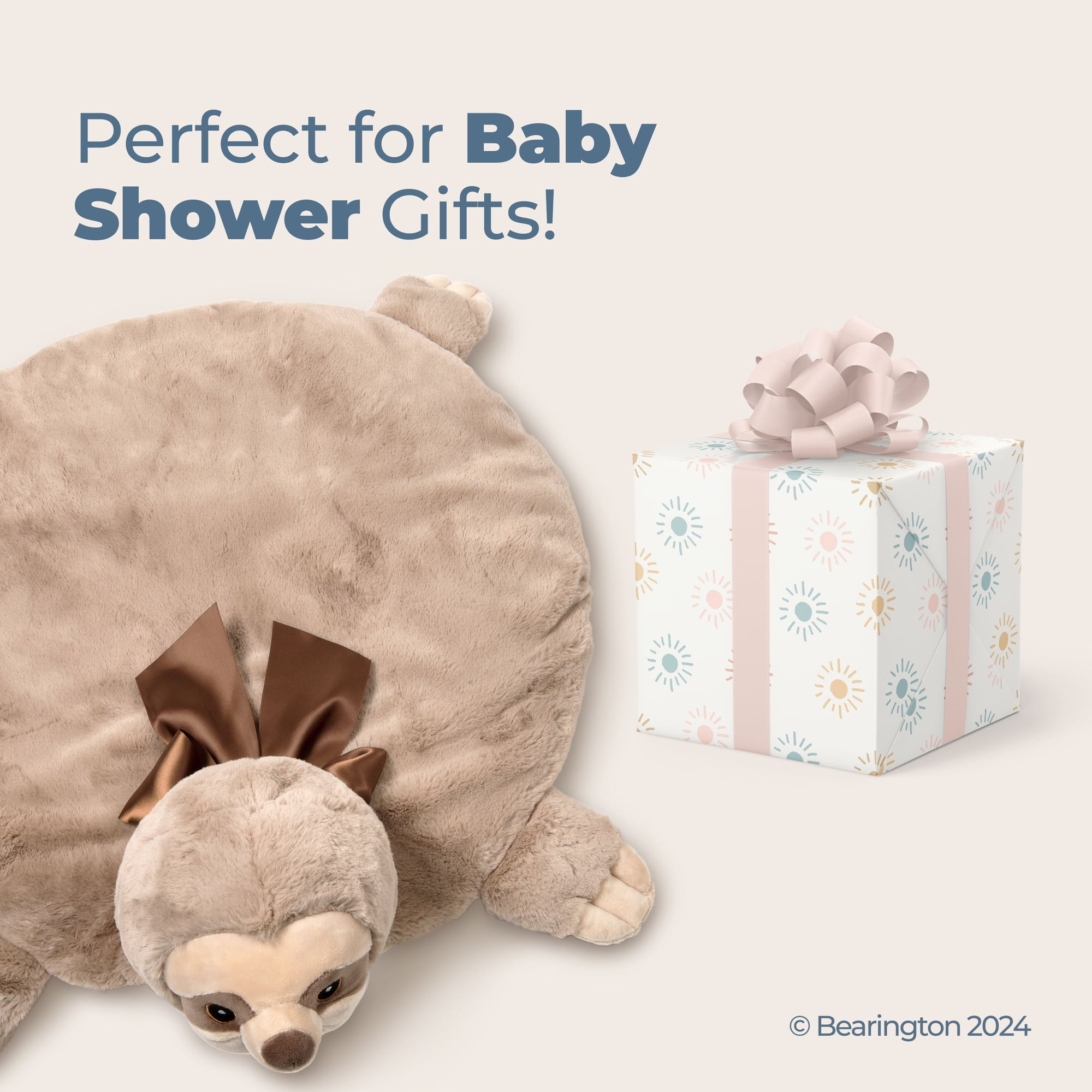 Bearington Baby Lil’ Speedster Tummy Time Mat, 30 x 30 Inch Sloth Plush Stuffed Animal Blanket, Sloth Baby Décor, For Ages 0-3 - Image 3